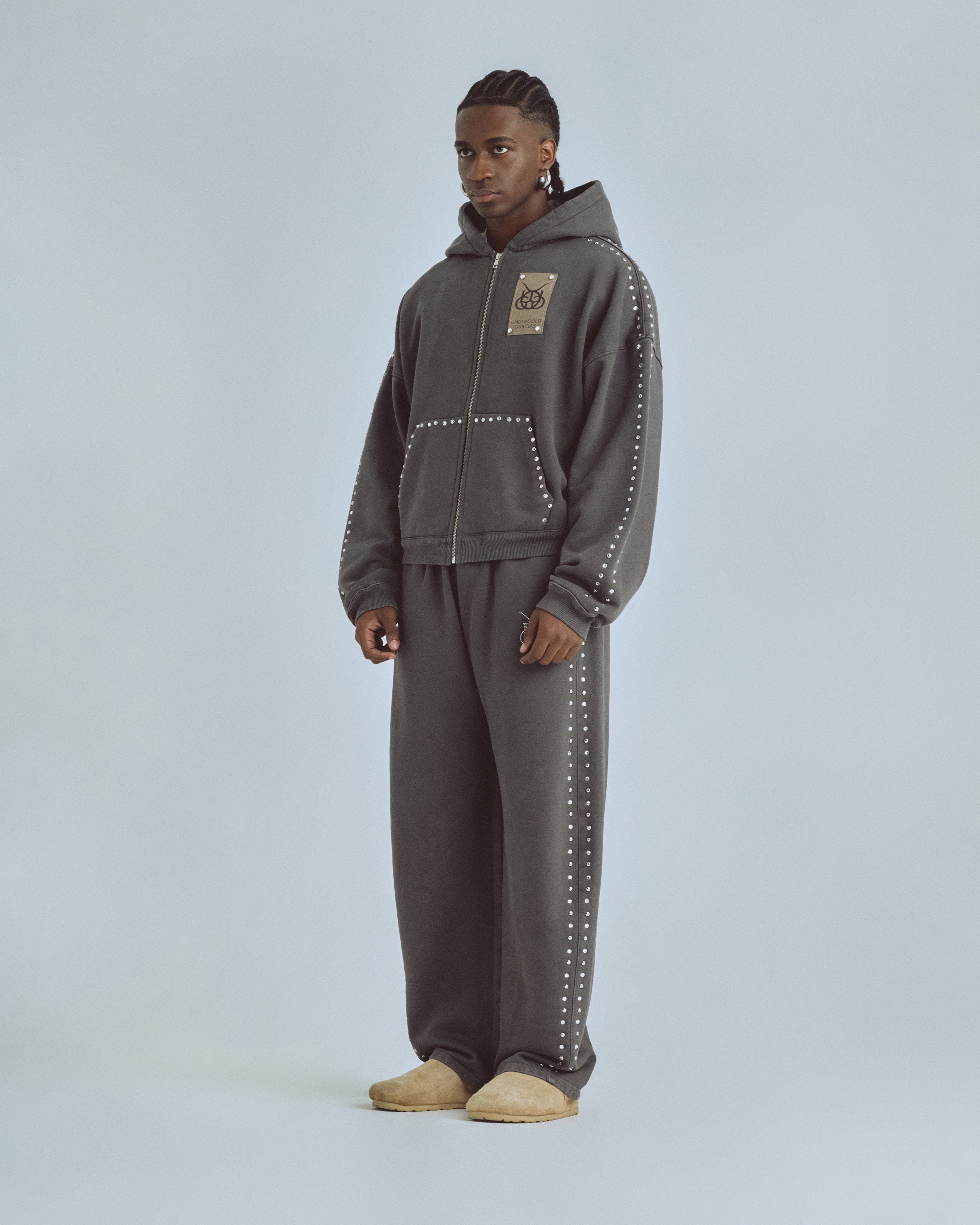 Santa Unión Basic Zip Up Hoodie Vintage Gray