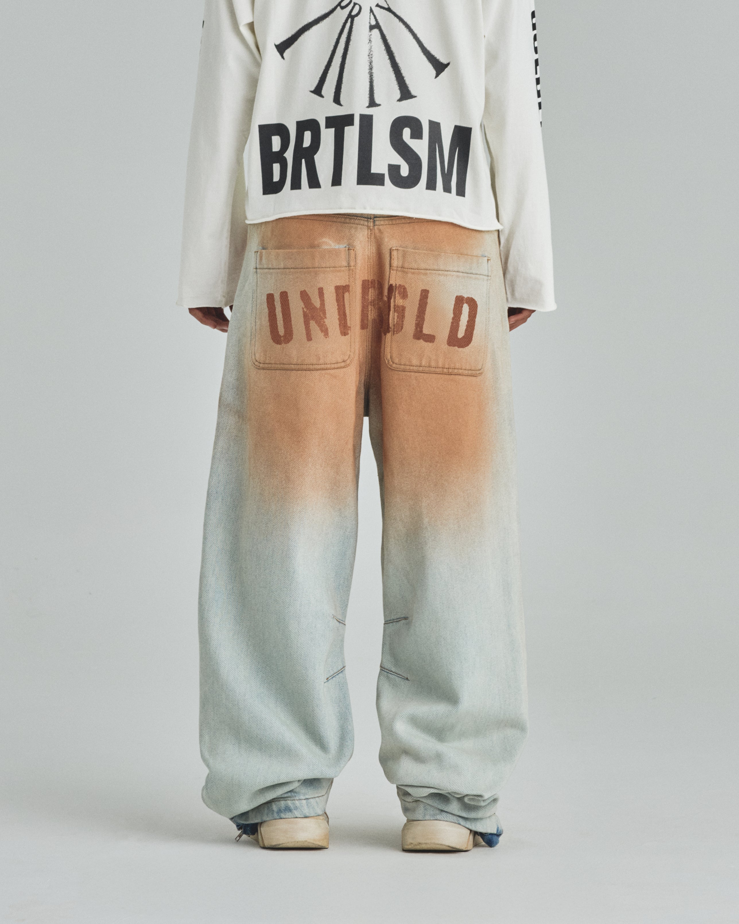 Spring UNDRGLD Zip Up Wide Jeans Brown