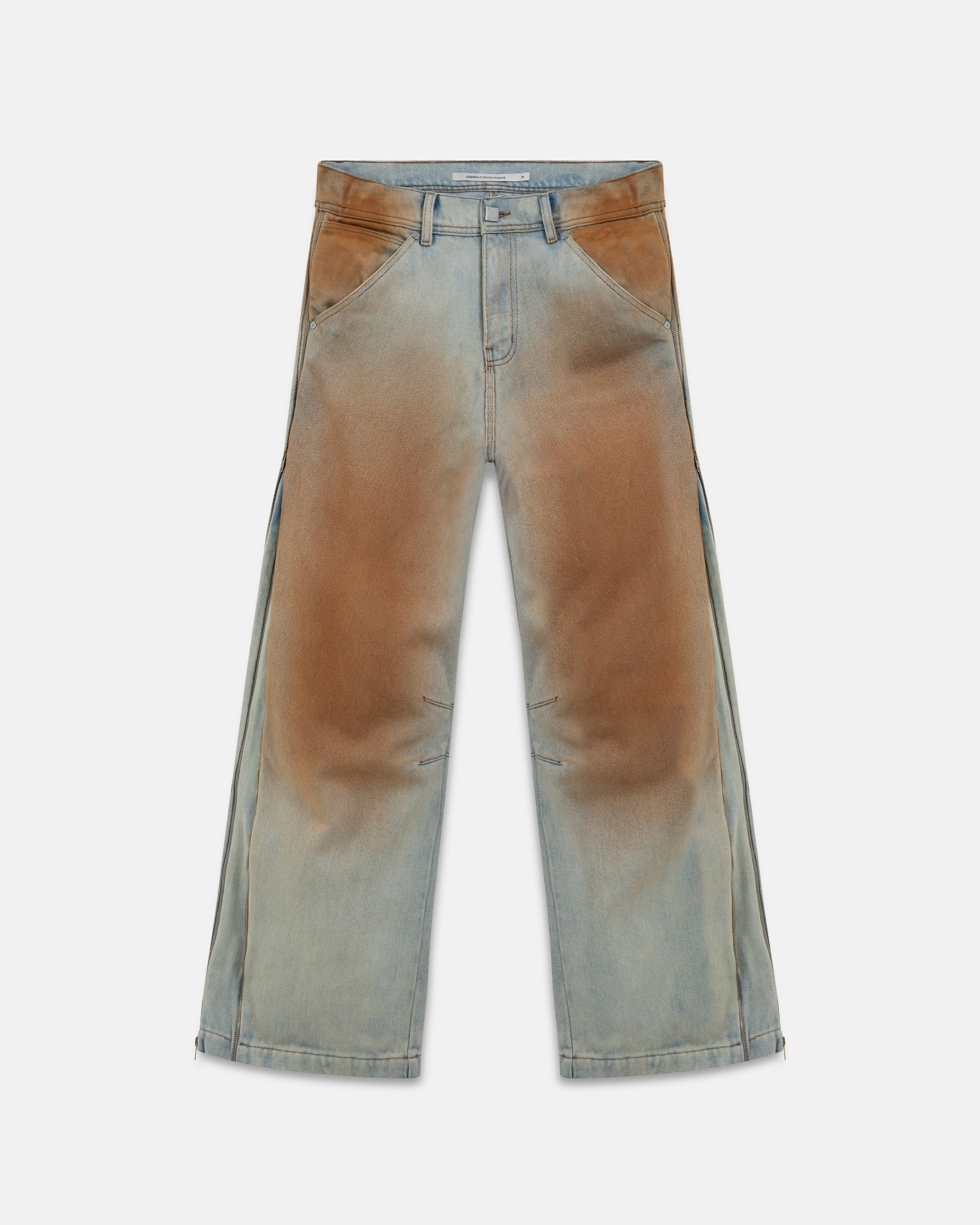 Spring UNDRGLD Zip Up Wide Jeans Brown