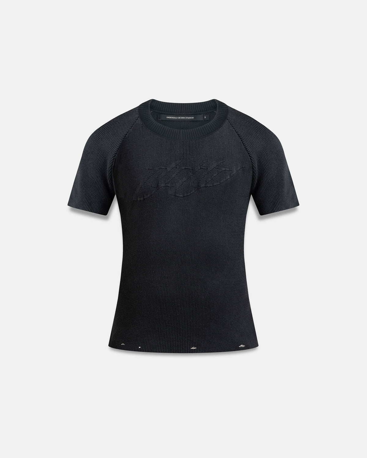 Spring Unity Destroyed Knitted Baby Tee Vintage Black