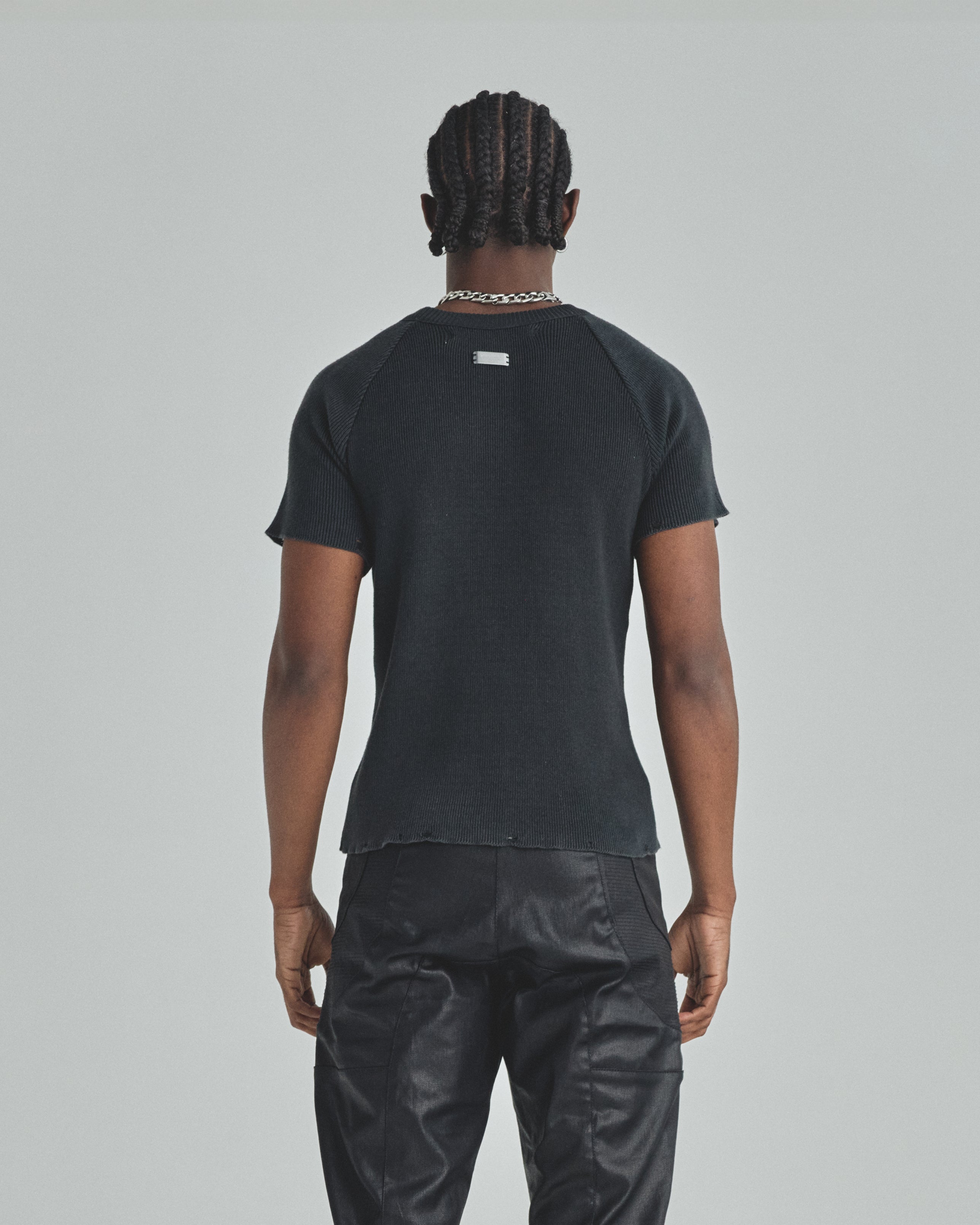 Spring Unity Destroyed Knitted Baby Tee Vintage Black