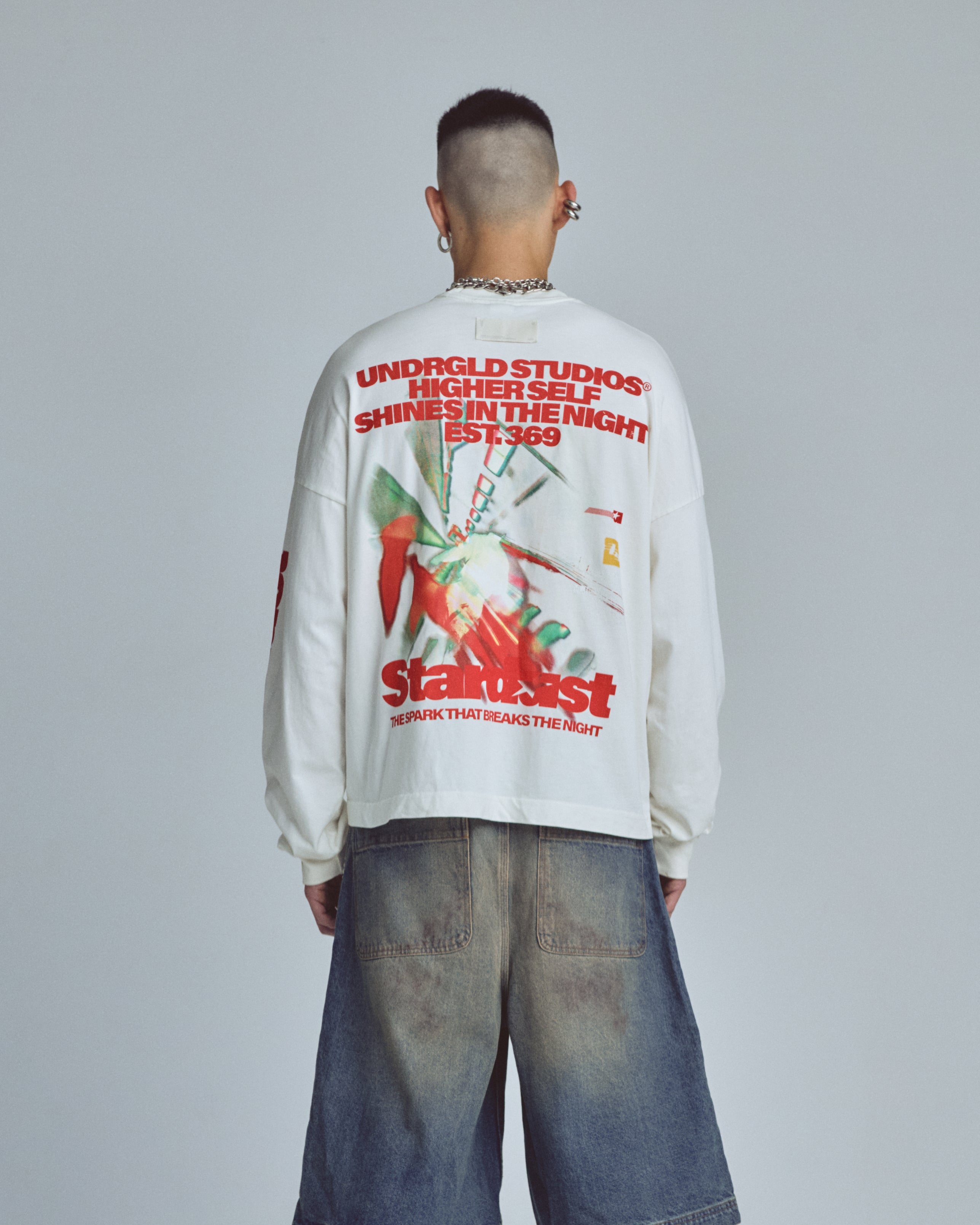 Stardust Rush Boxy Fit Long Sleeve Tshirt White