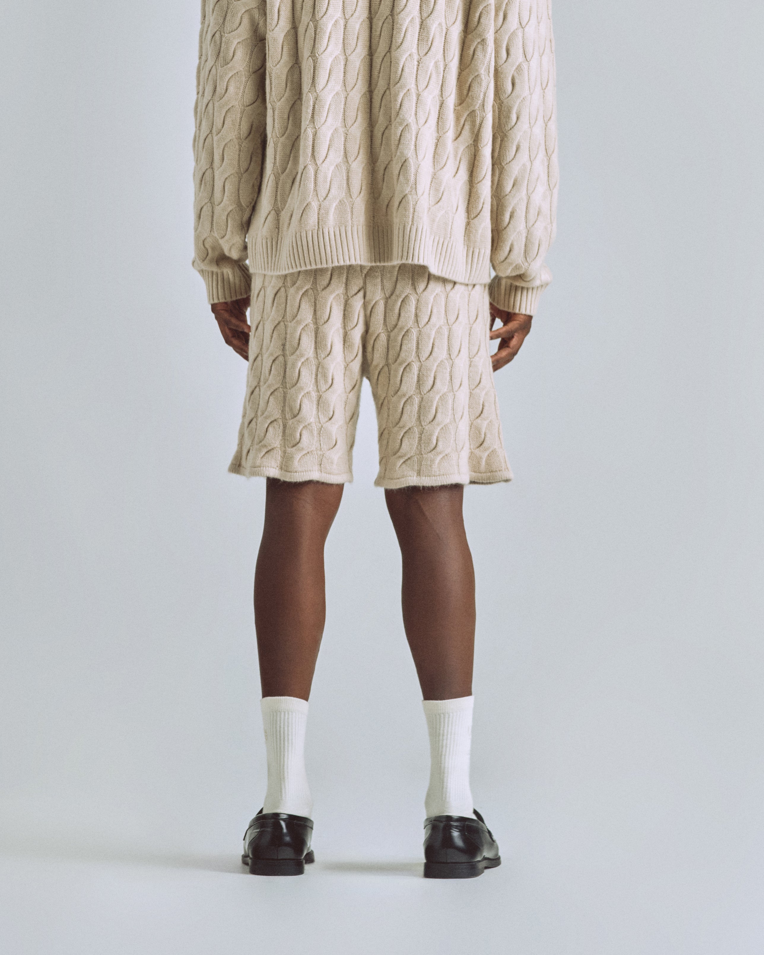 The Path Monogram Cable Knit Short Cream