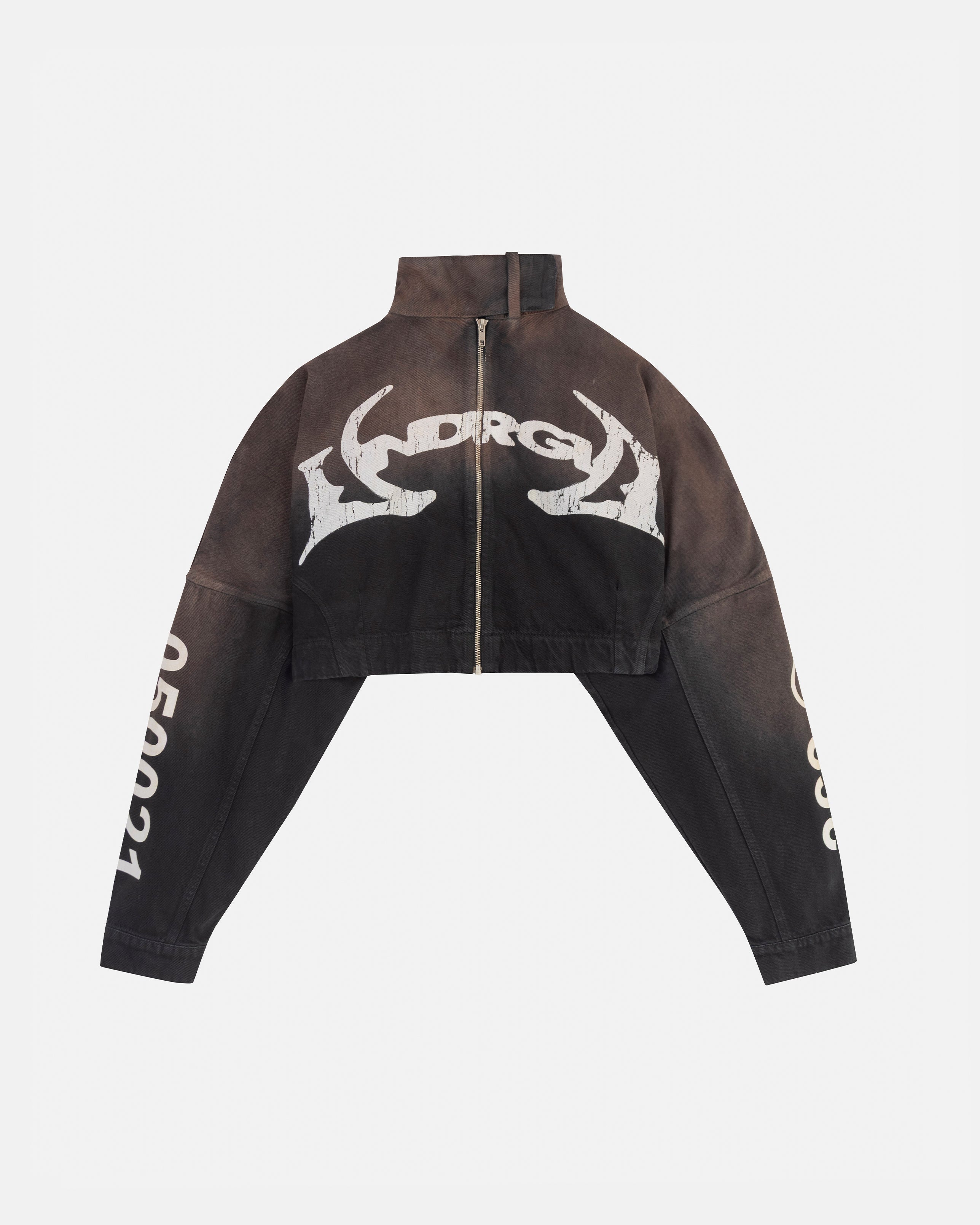 Thunder Rider Pegasus Cropped Zip Up Jacket Rusty Black