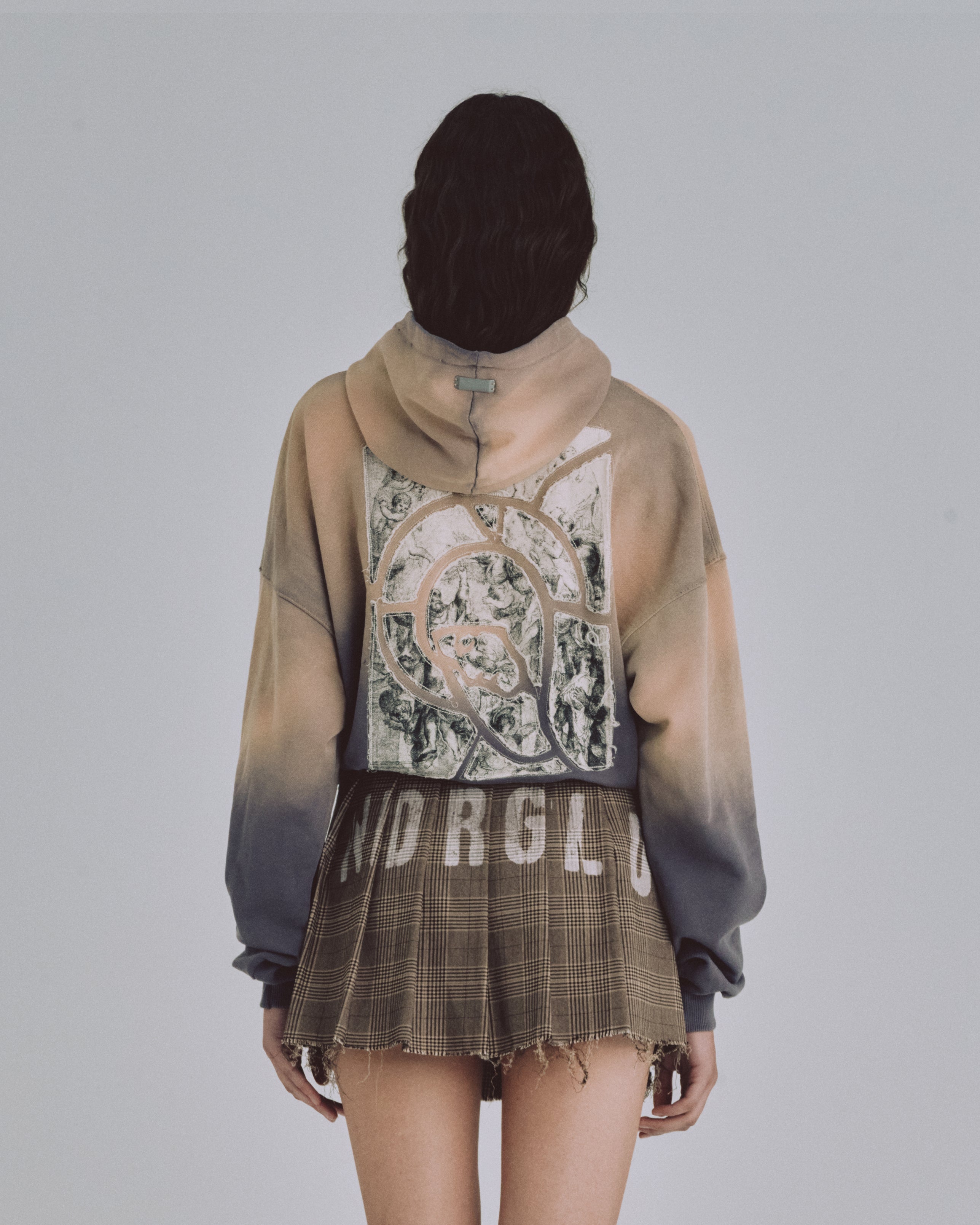 W 94' Fragments Boxy Fit Hoodie Dirty Brown