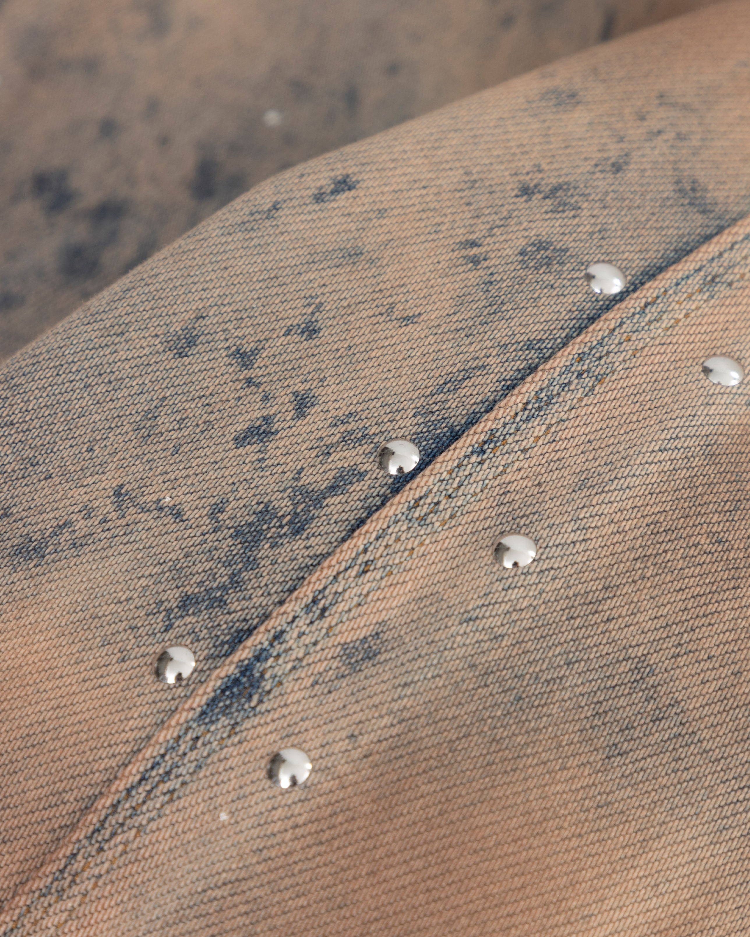 W 94' Riveted Painted Wide Jeans Gothic Blue