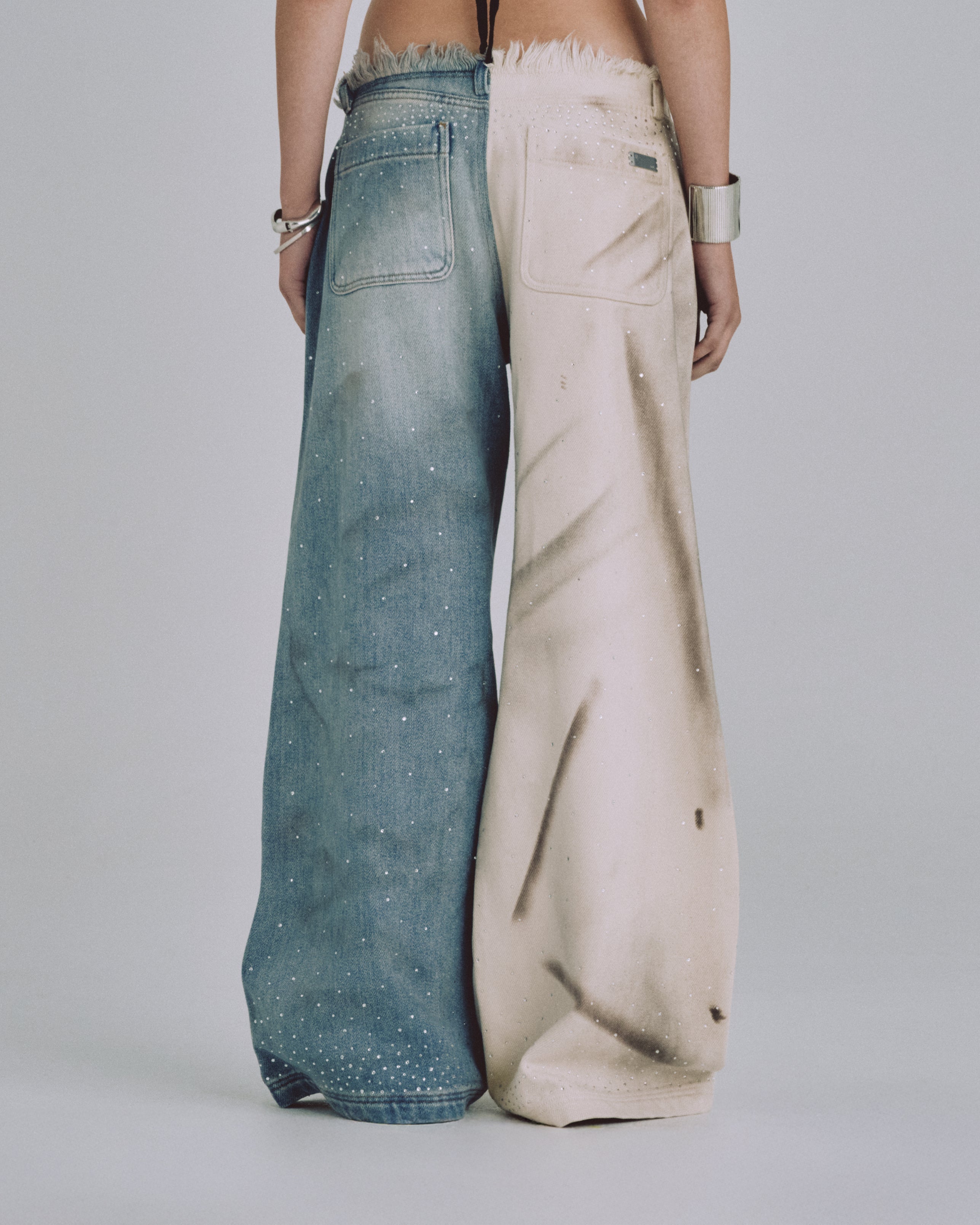 W 94' UNDRGLD Waistband Less Wide Jeans Dual Blue