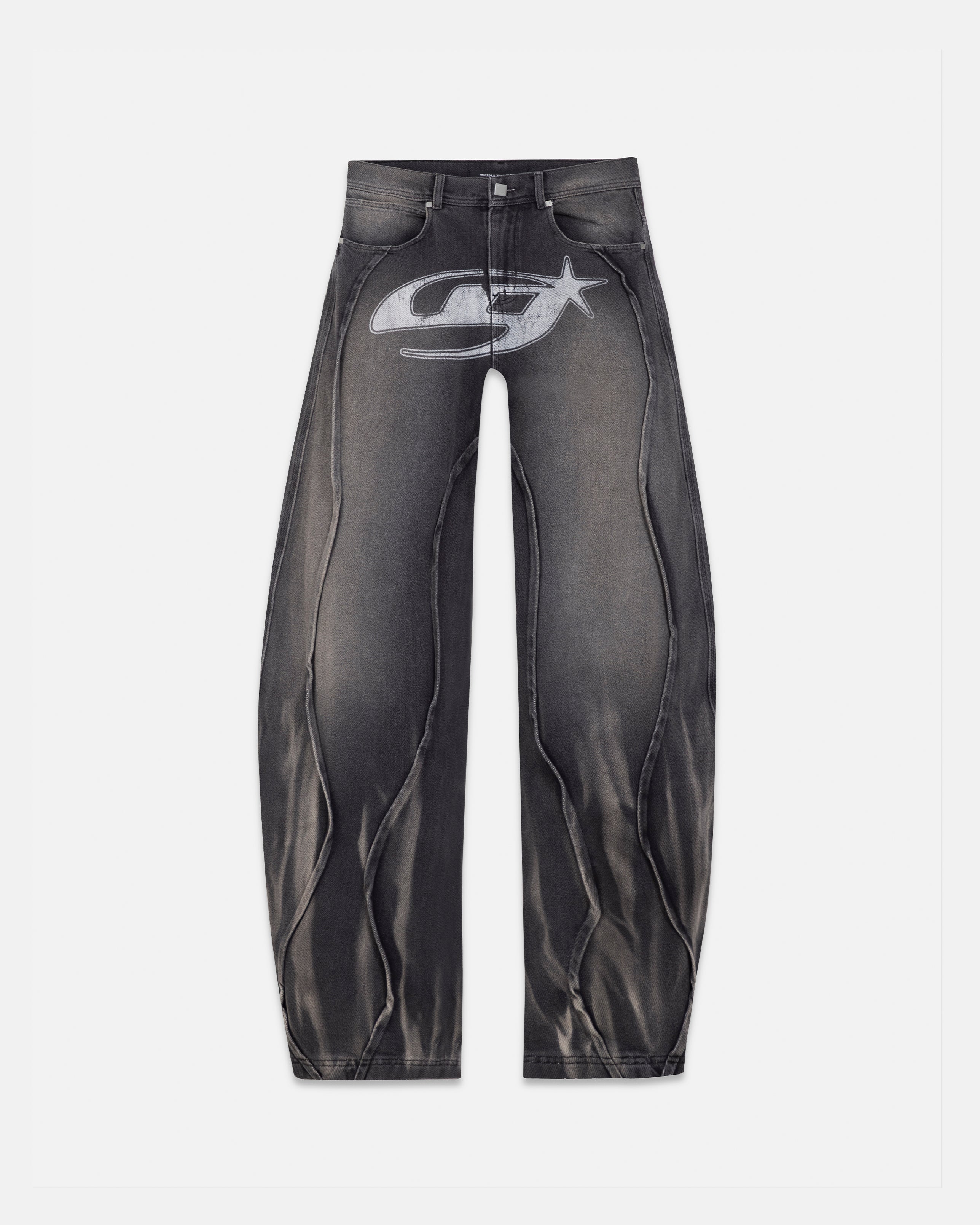 W Act 1 UG Star Barrel Vein Jean Washed Black