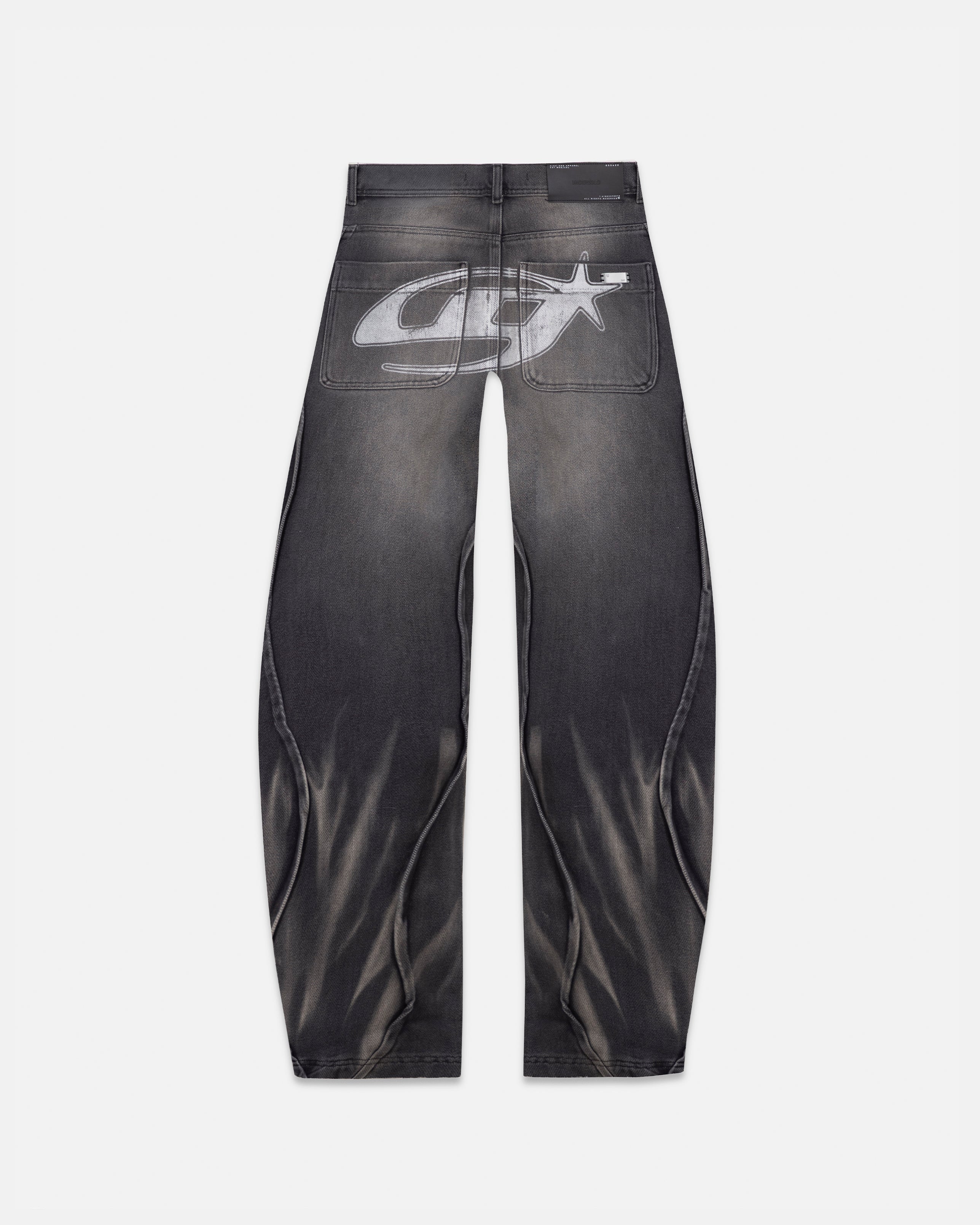 W Act 1 UG Star Barrel Vein Jean Washed Black