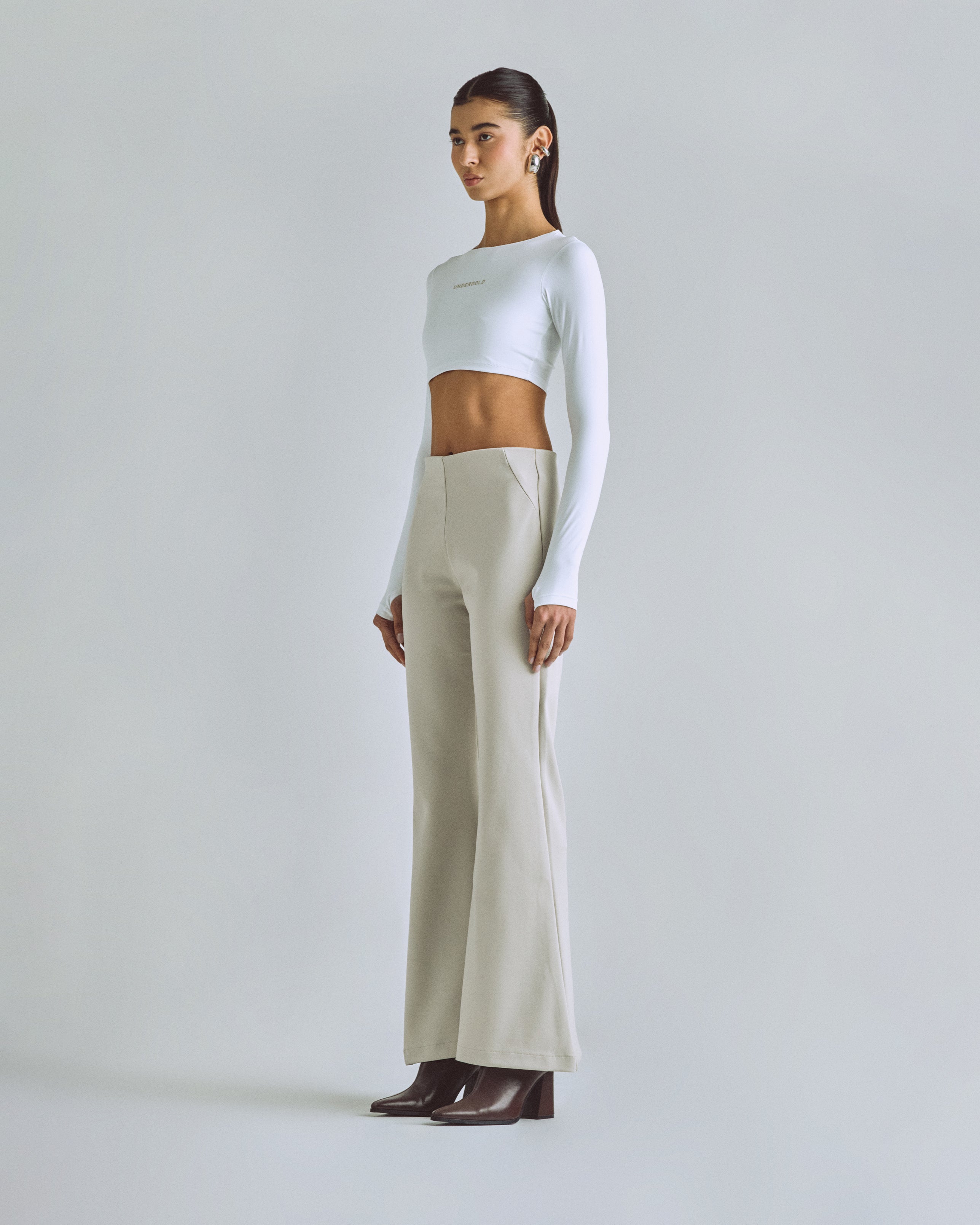W Basics Flare Trouser Cream