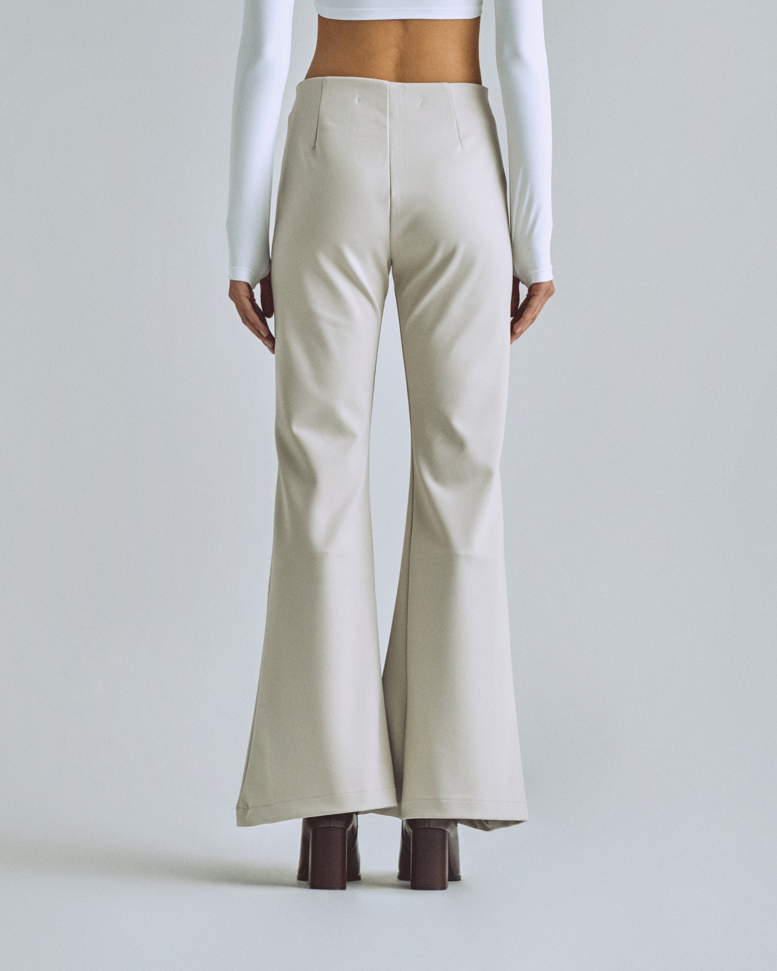W Basics Flare Trouser Cream