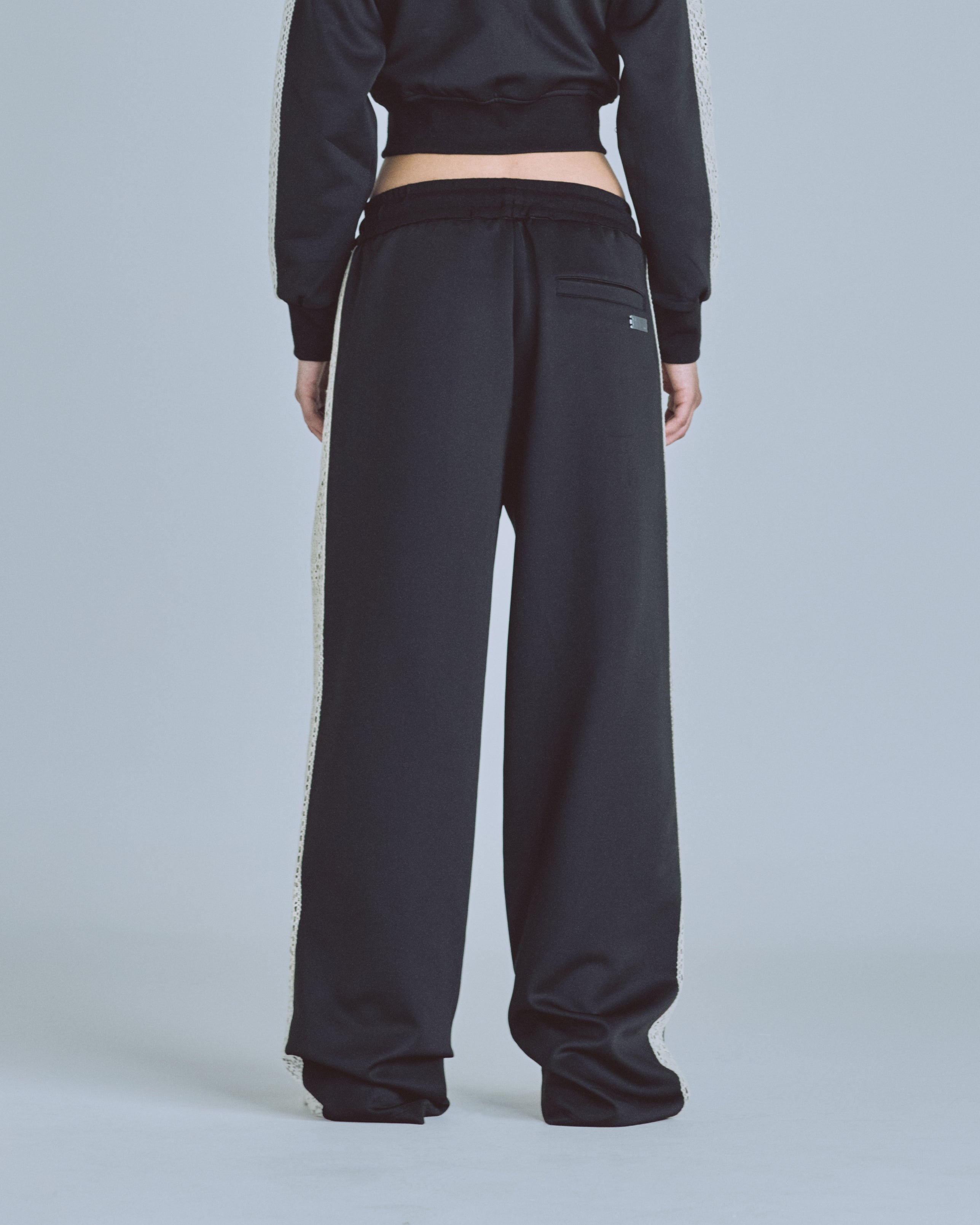 W Basics Undgld Lace-panel Track Pants Black