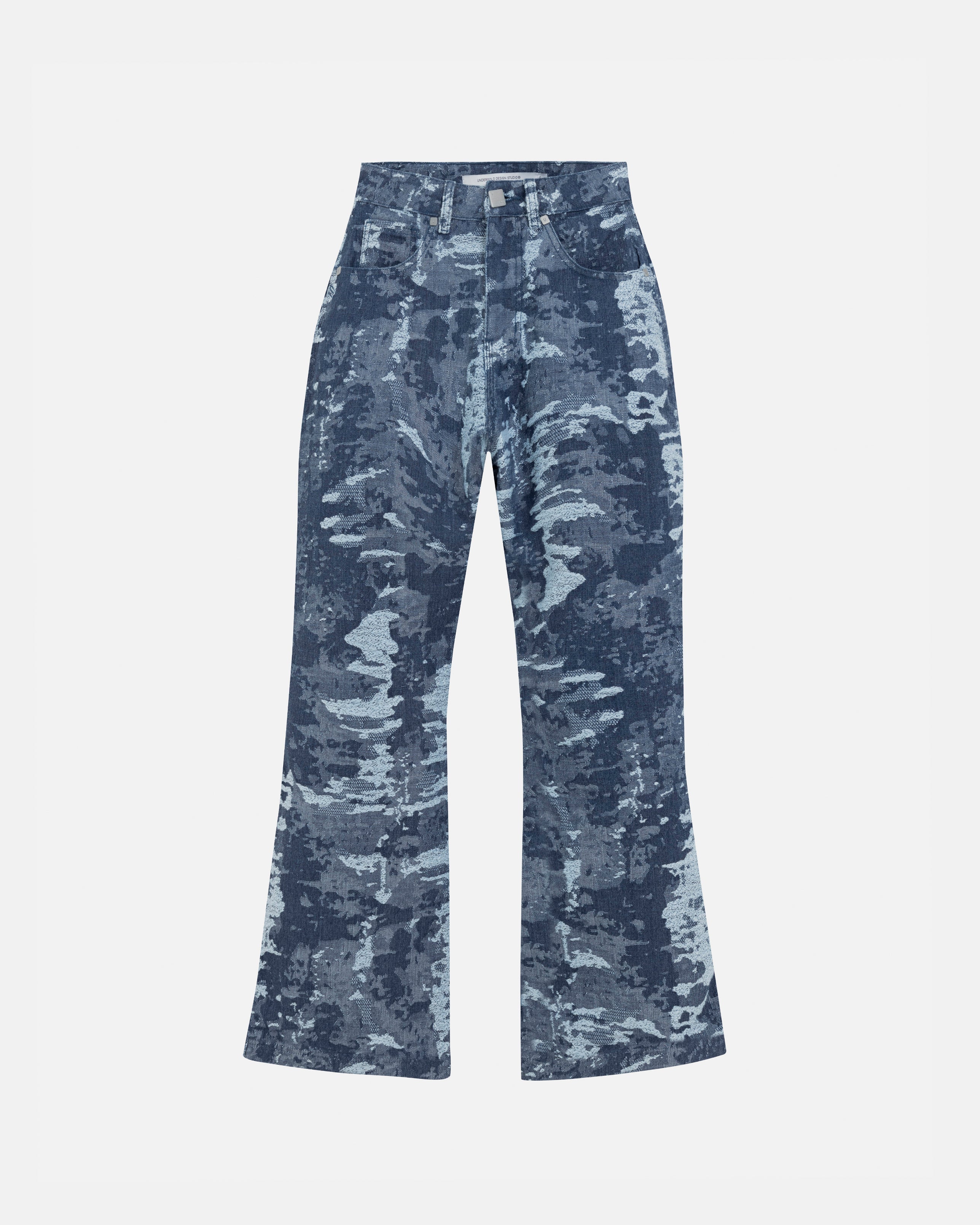 W Capsule Basic Jacquard Wide Jeans Cammo Blue