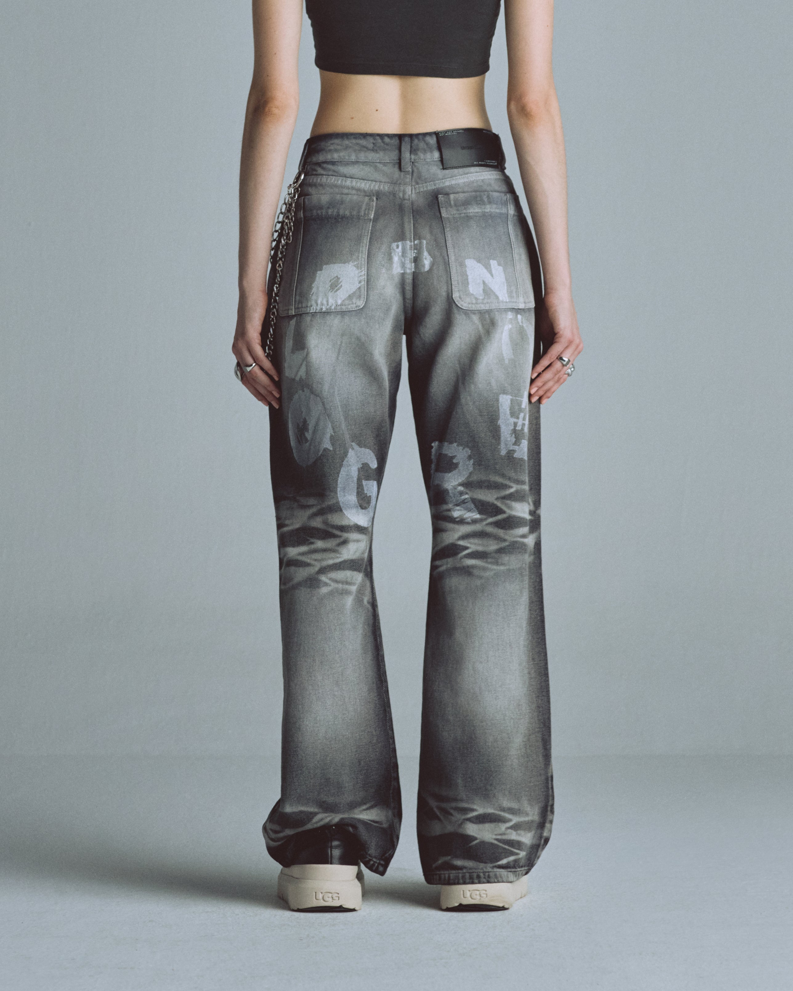 W Echoes Tremor Wide Jeans Washed Gray