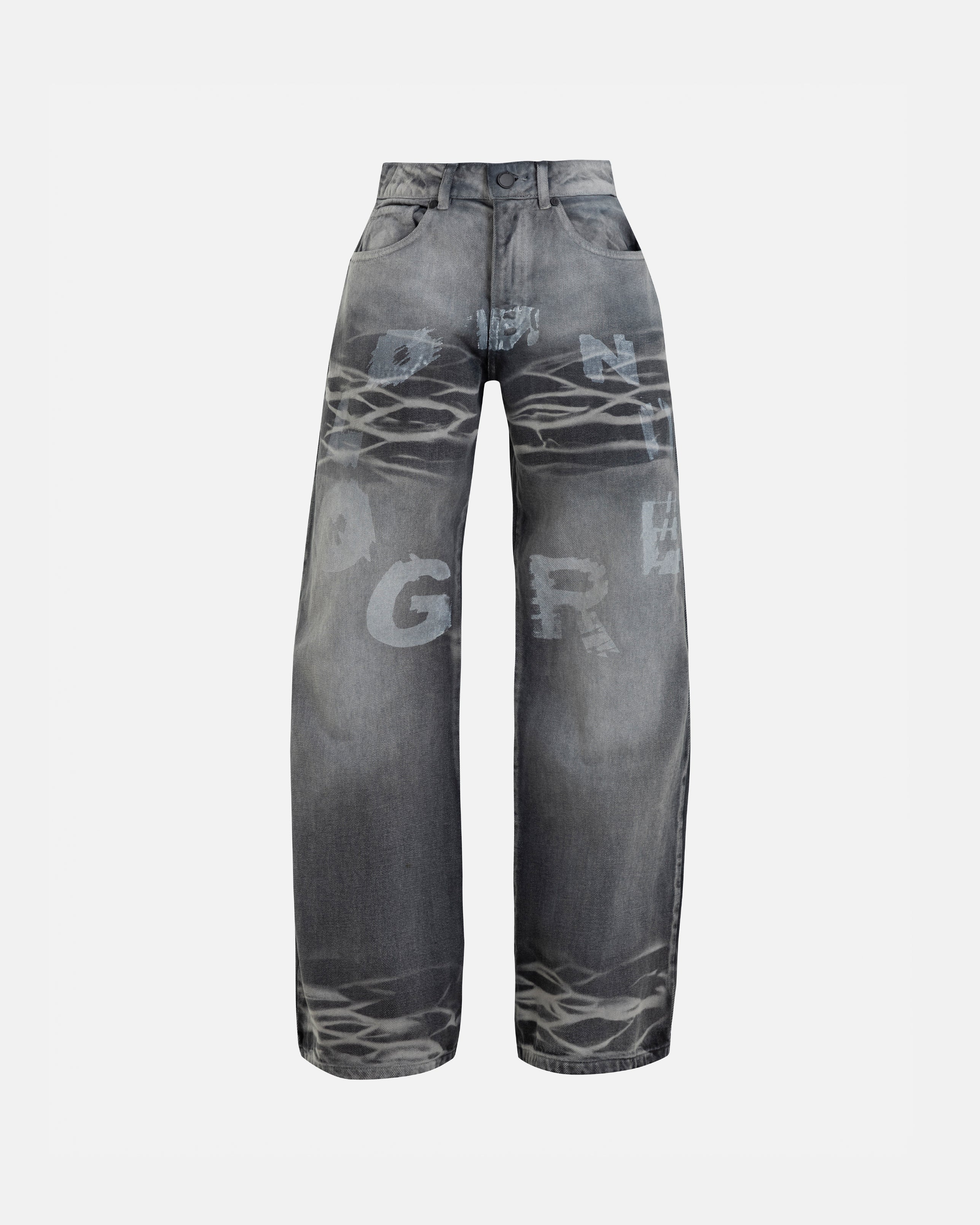 W Echoes Tremor Wide Jeans Washed Gray