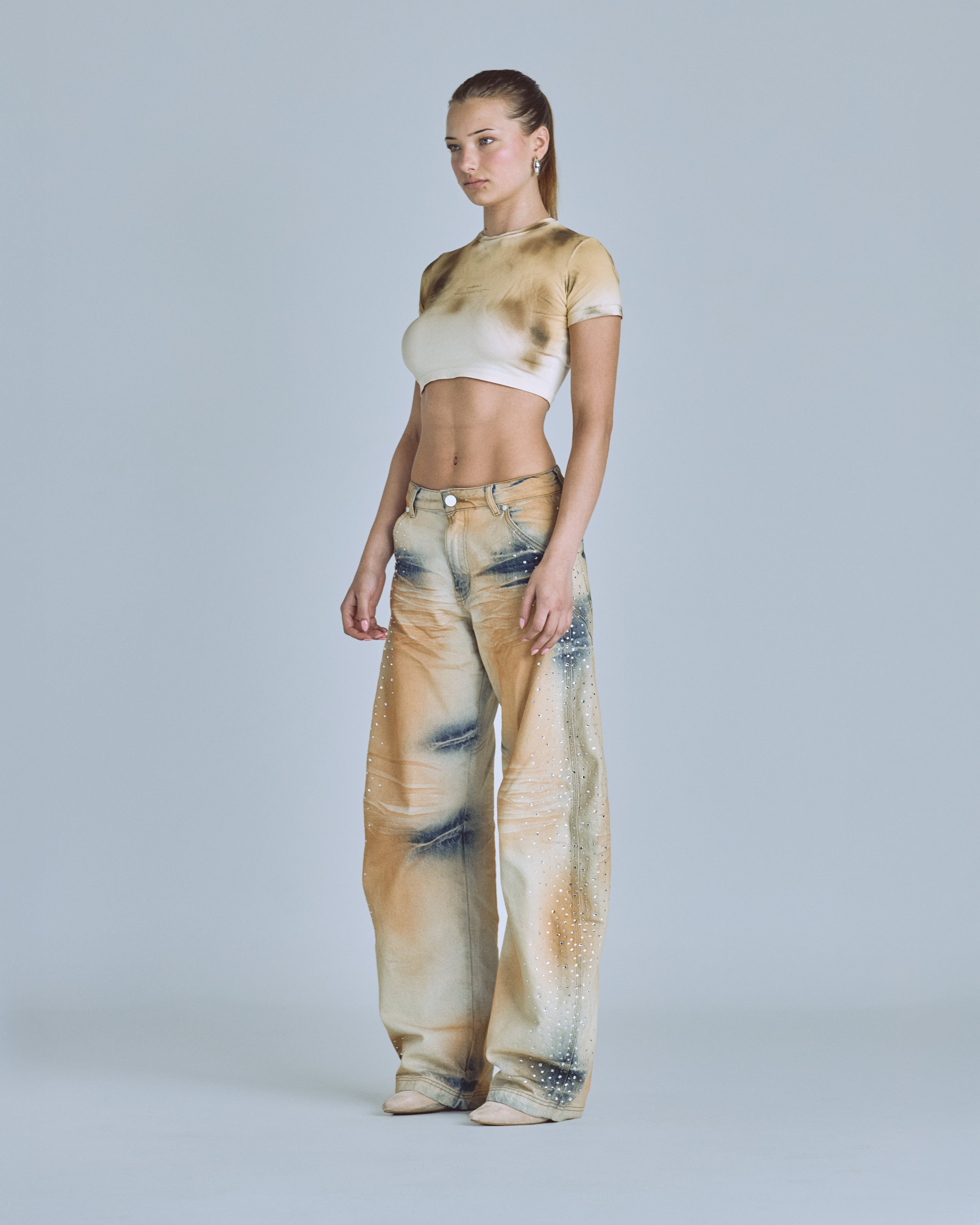 W Golden Heritage Pearled Barrel Jeans Oasis Blue