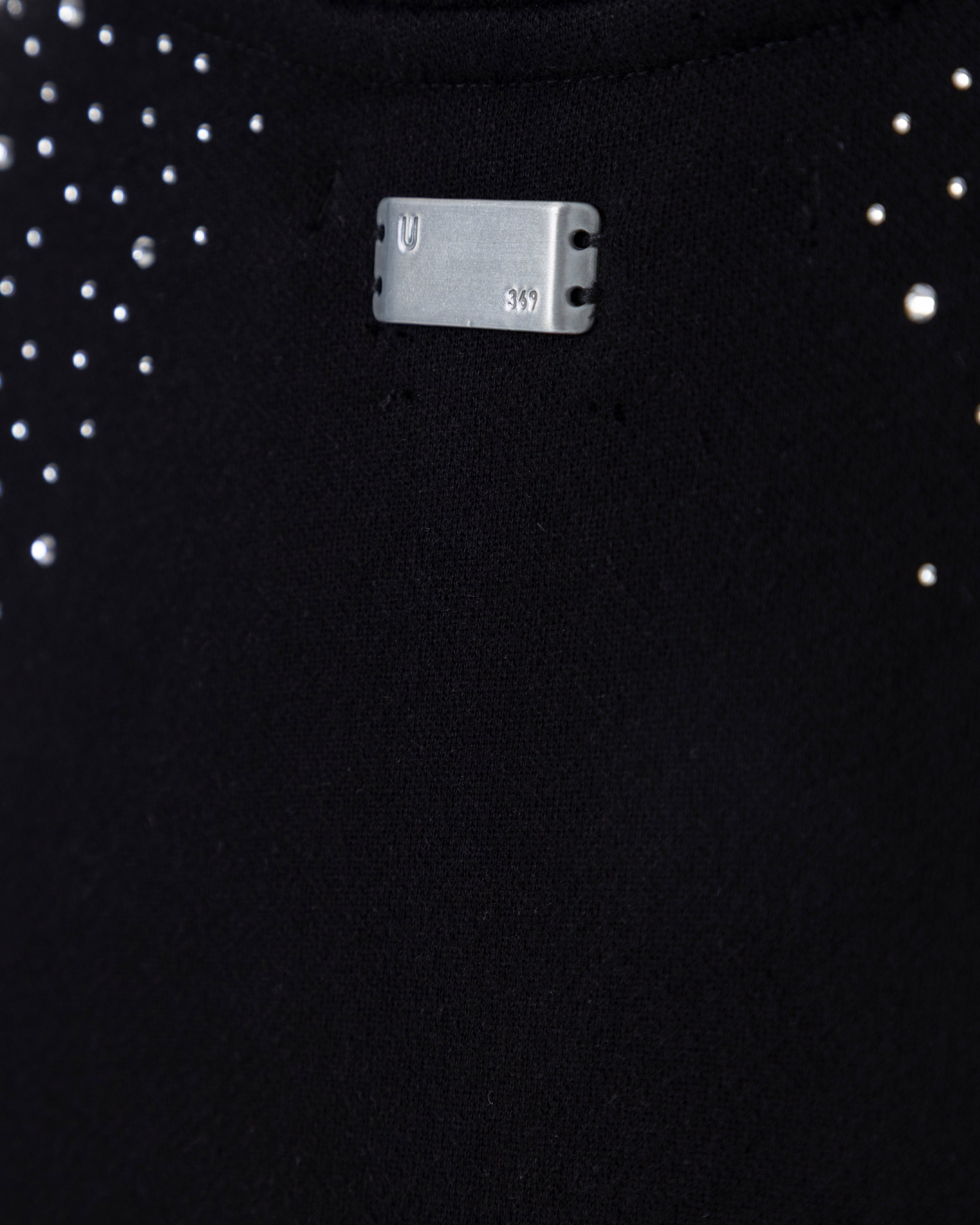 W Golden Heritage Slim Fit Zip Up Pearled Cropped Crewneck Black