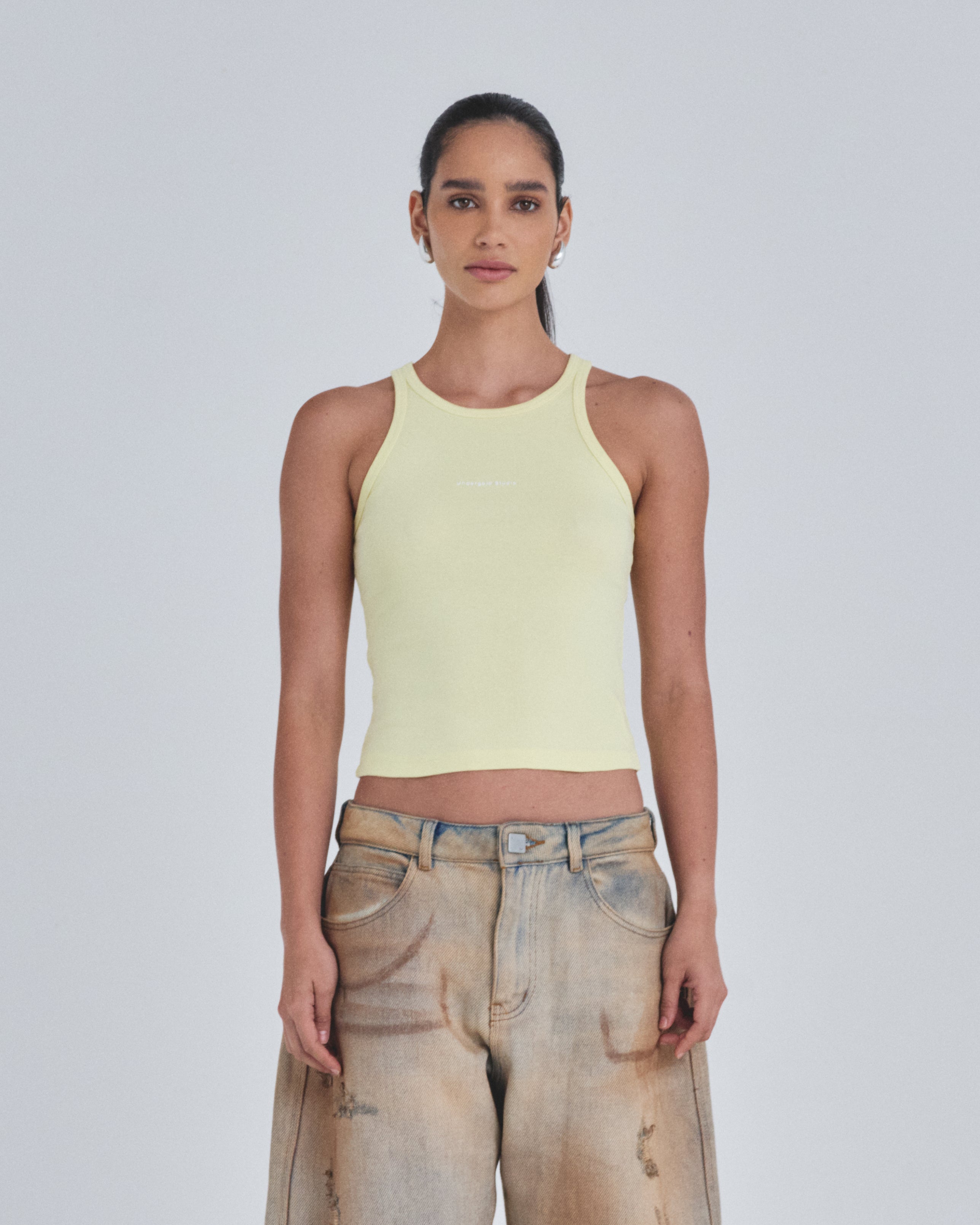 W Holy State 94 Halter Tank Top Yellow