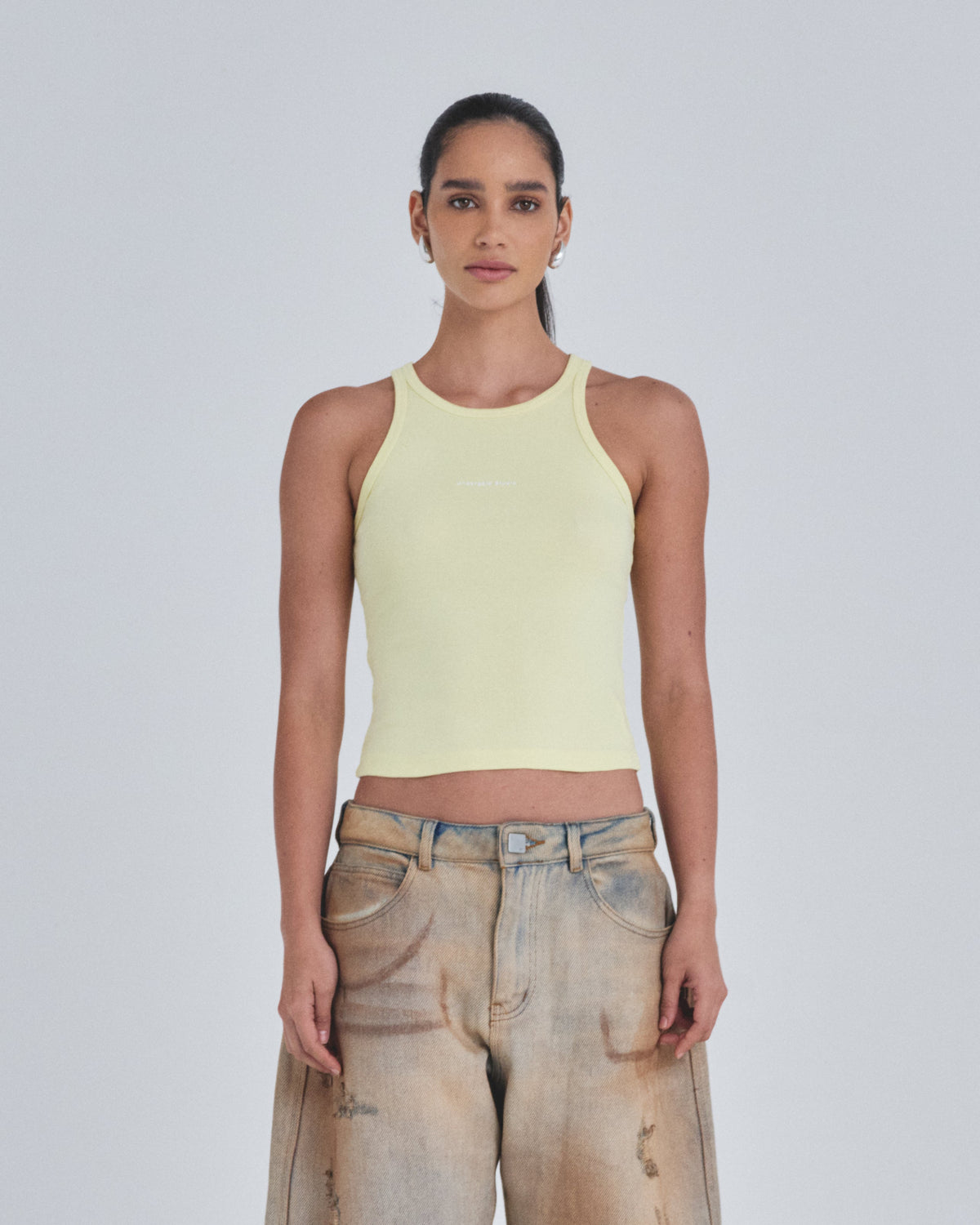 W Holy State 94 Halter Tank Top Yellow
