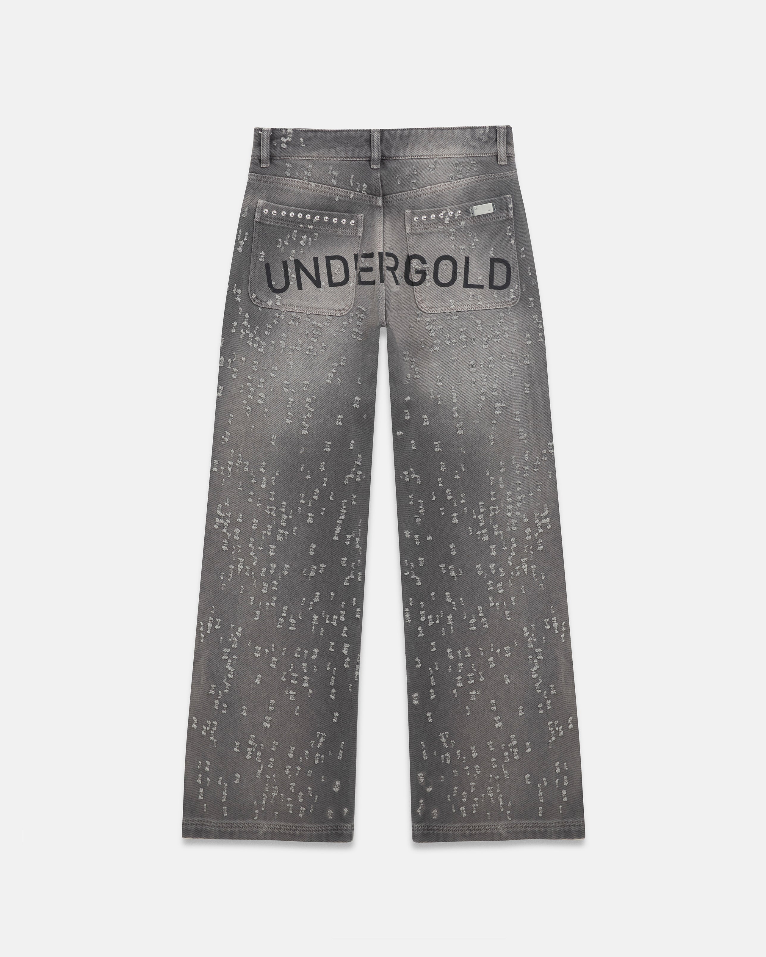 W Holy State Ripped Wide Jeans Washed Gray