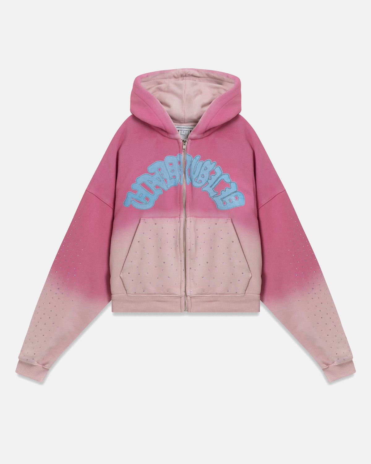 W Holy State UNDRGLD Zip Up Boxy Fit Hoodie Faded Pink