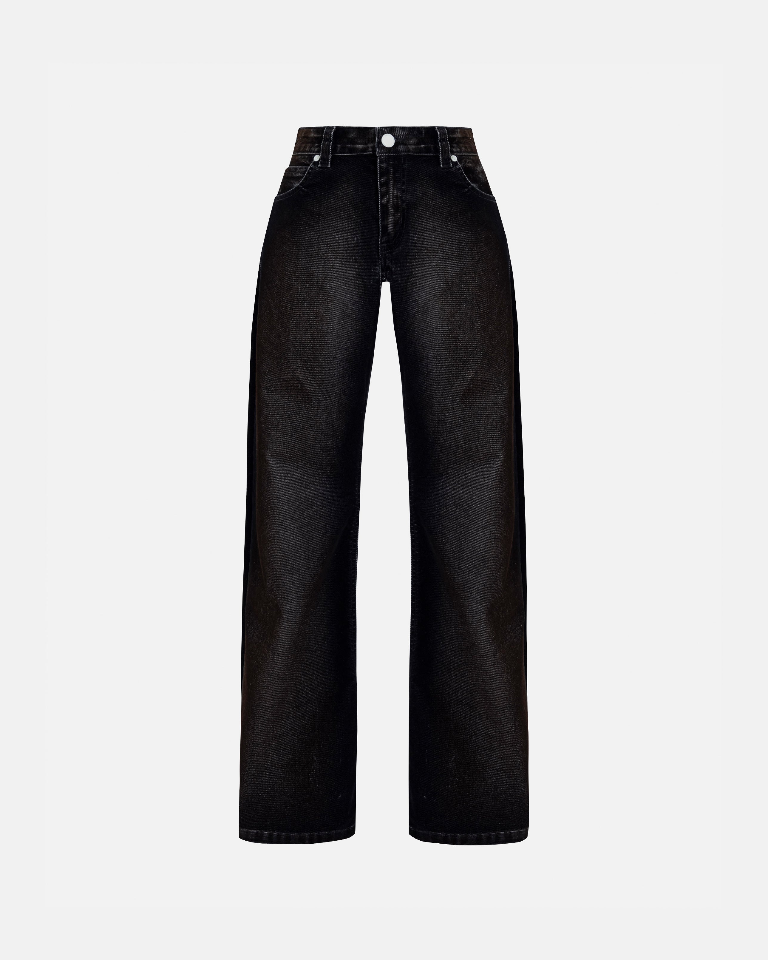 W Santa Union Low Rise Velvet Wide Jean Black