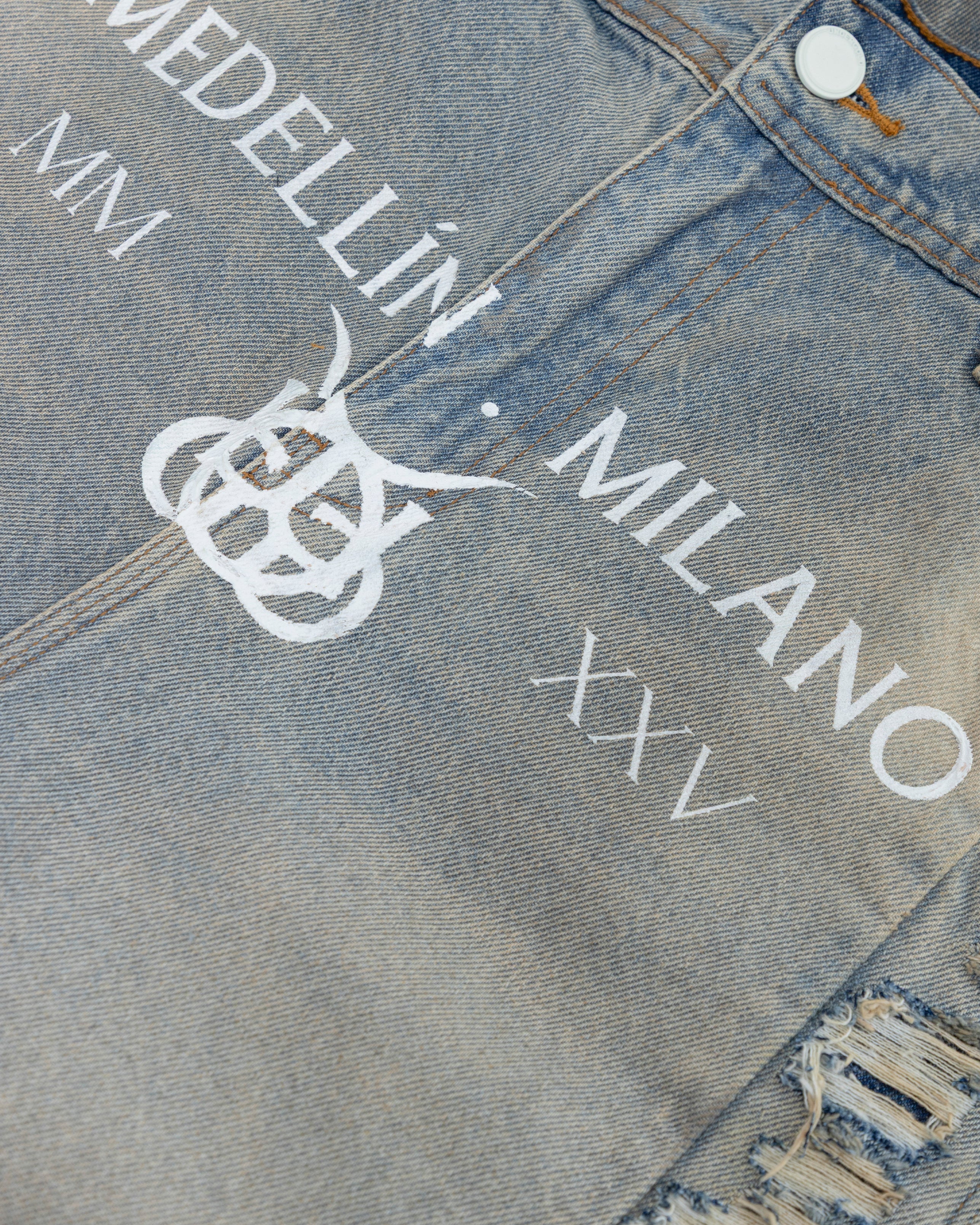 W Santa Union Medellín Milano Barrel Ripped Jean Dirty Blue