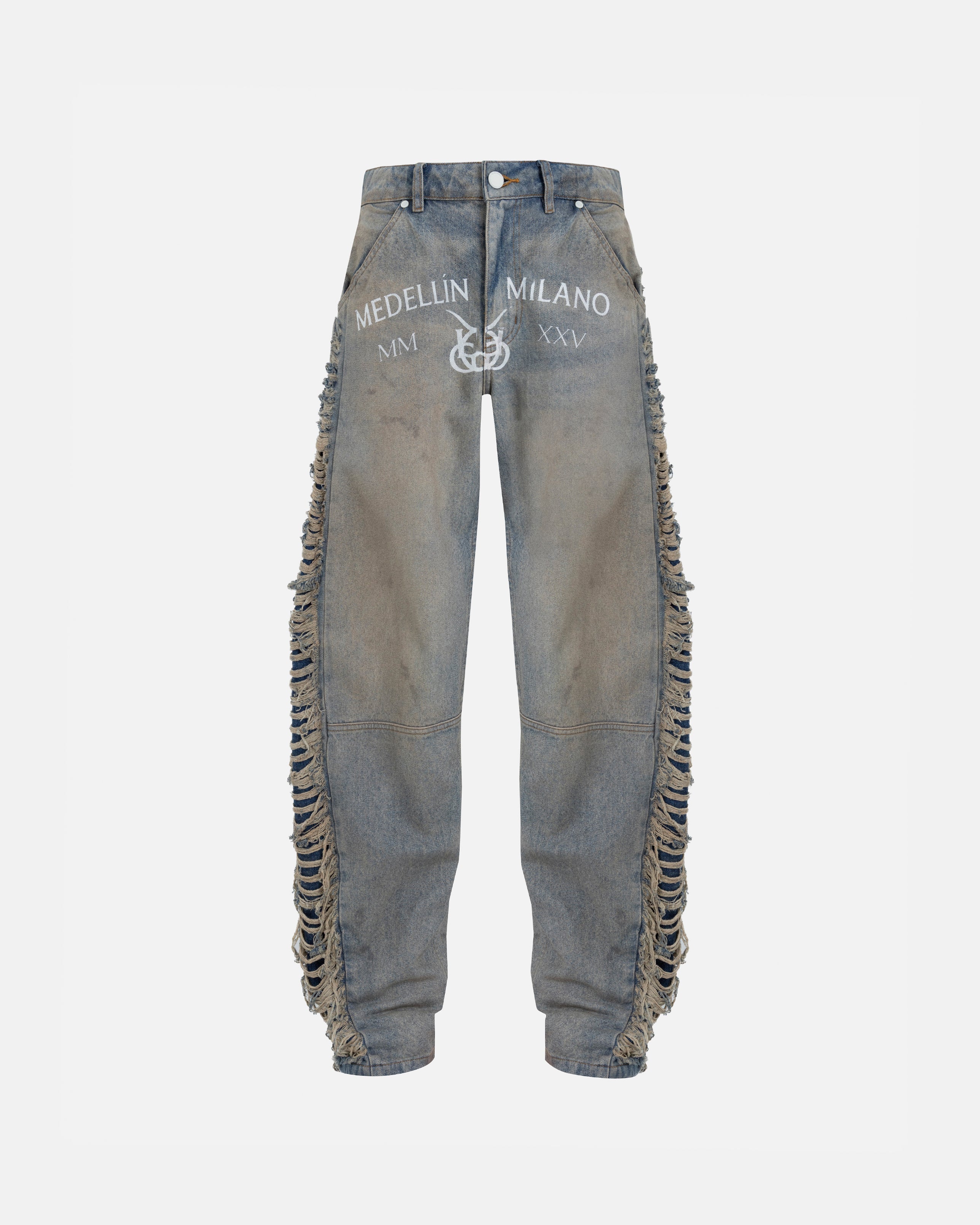 W Santa Union Medellín Milano Barrel Ripped Jean Dirty Blue