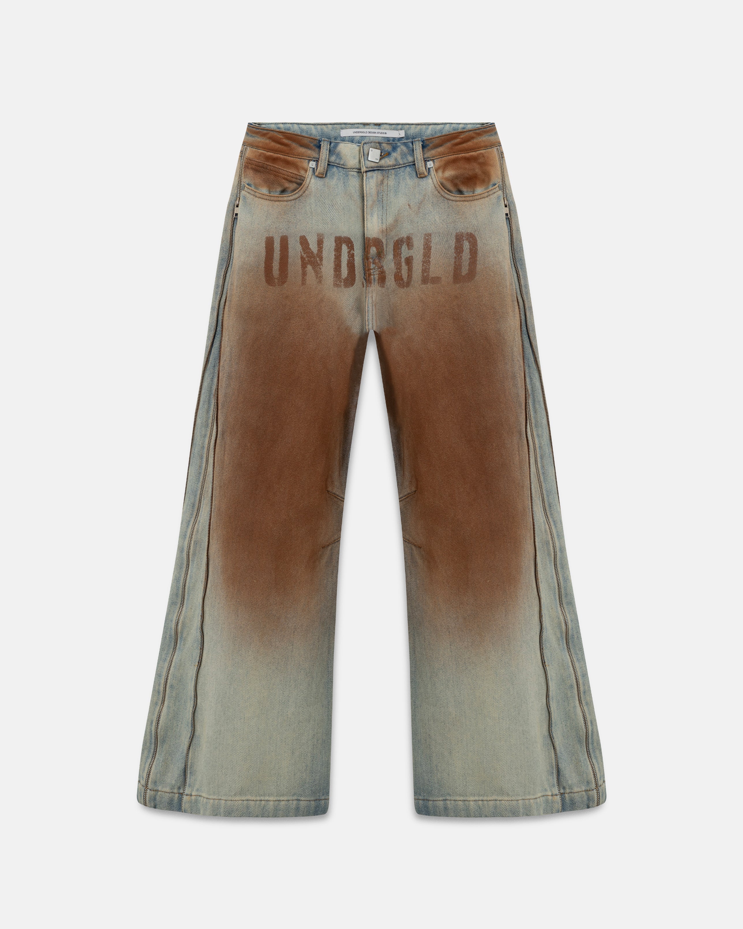 W Spring UNDRGLD Low Rise Zip Up Wide Jeans Brown