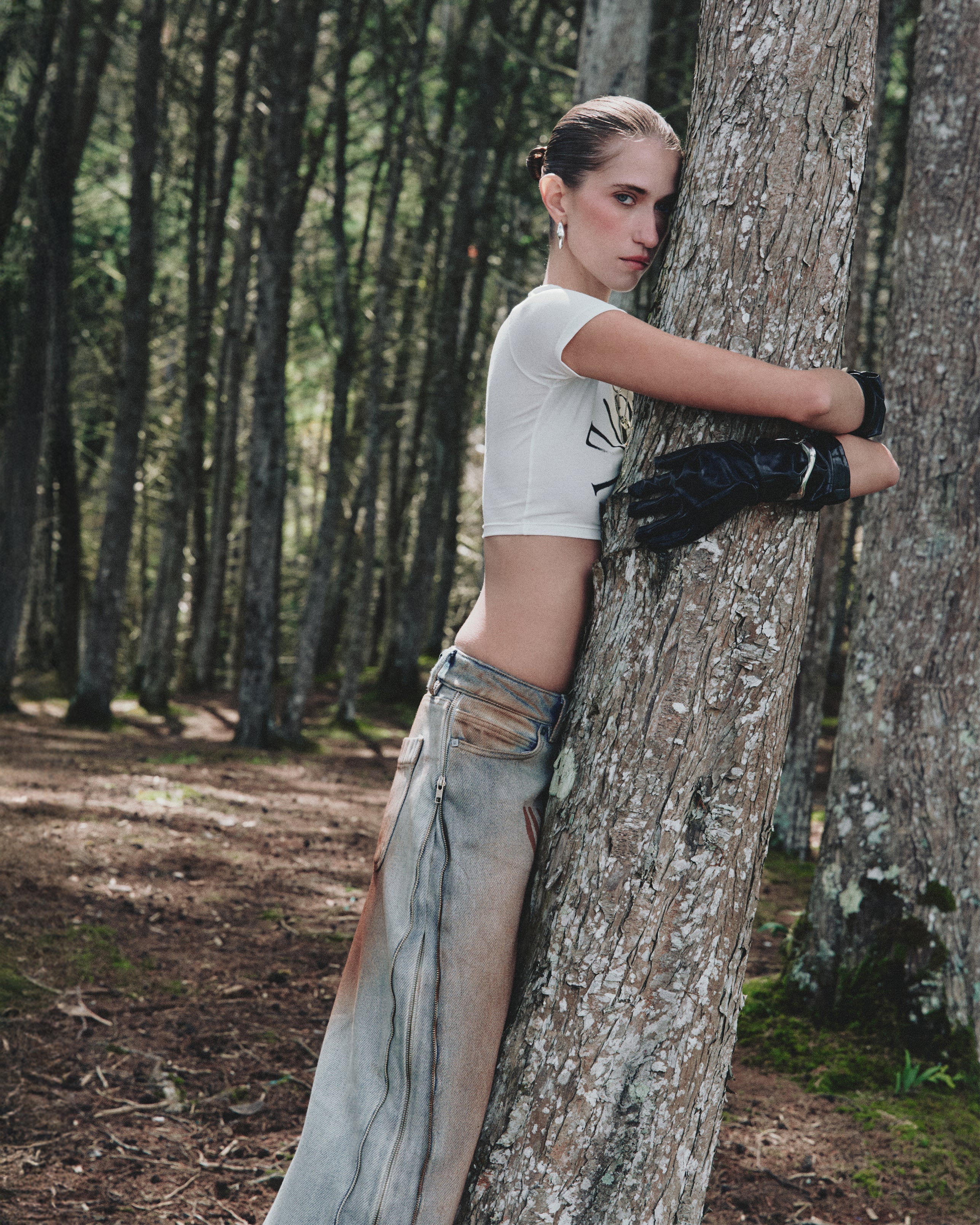 W Spring UNDRGLD Low Rise Zip Up Wide Jeans Brown