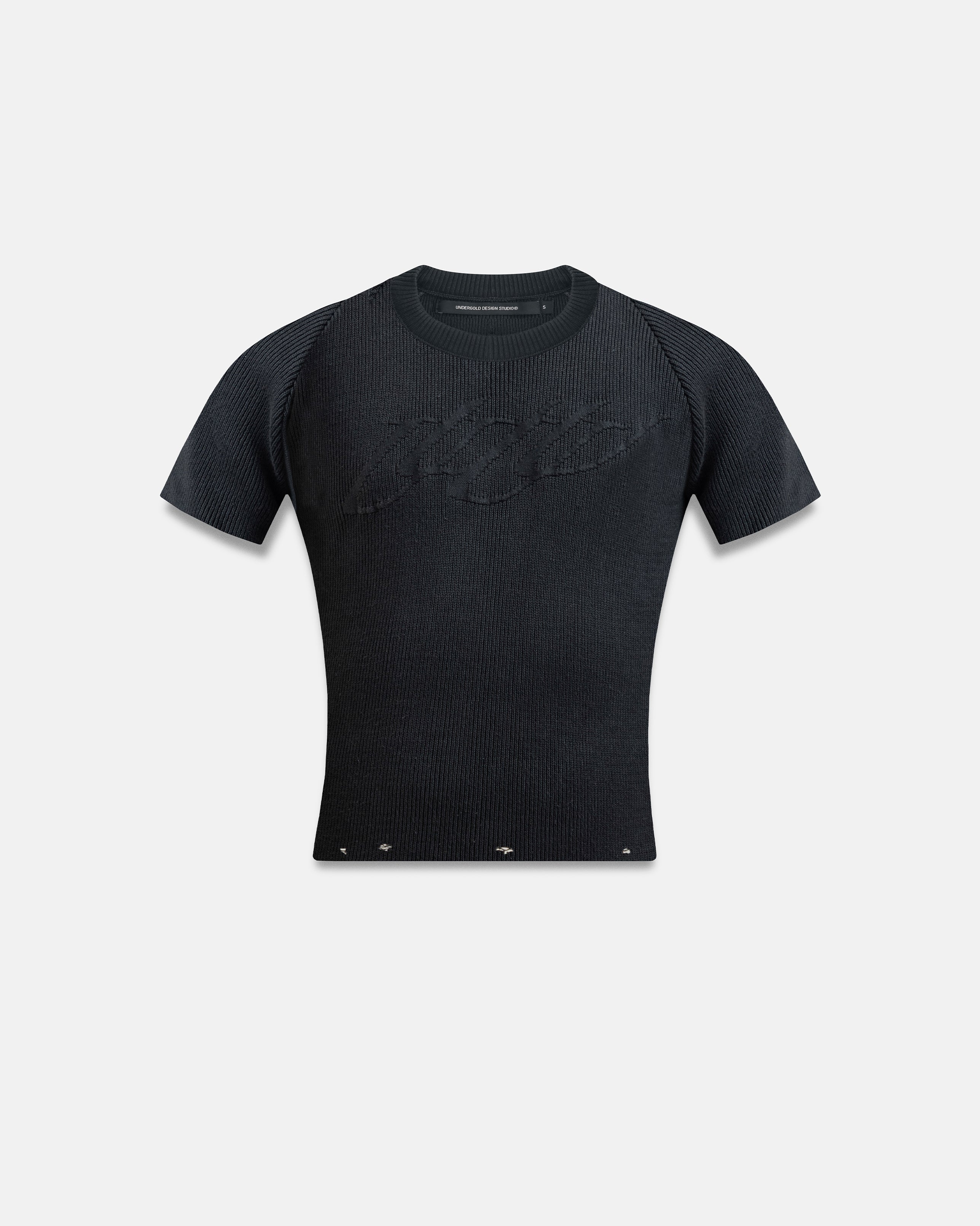 W Spring Unity Destroyed Knitted Baby Tee Vintage Black