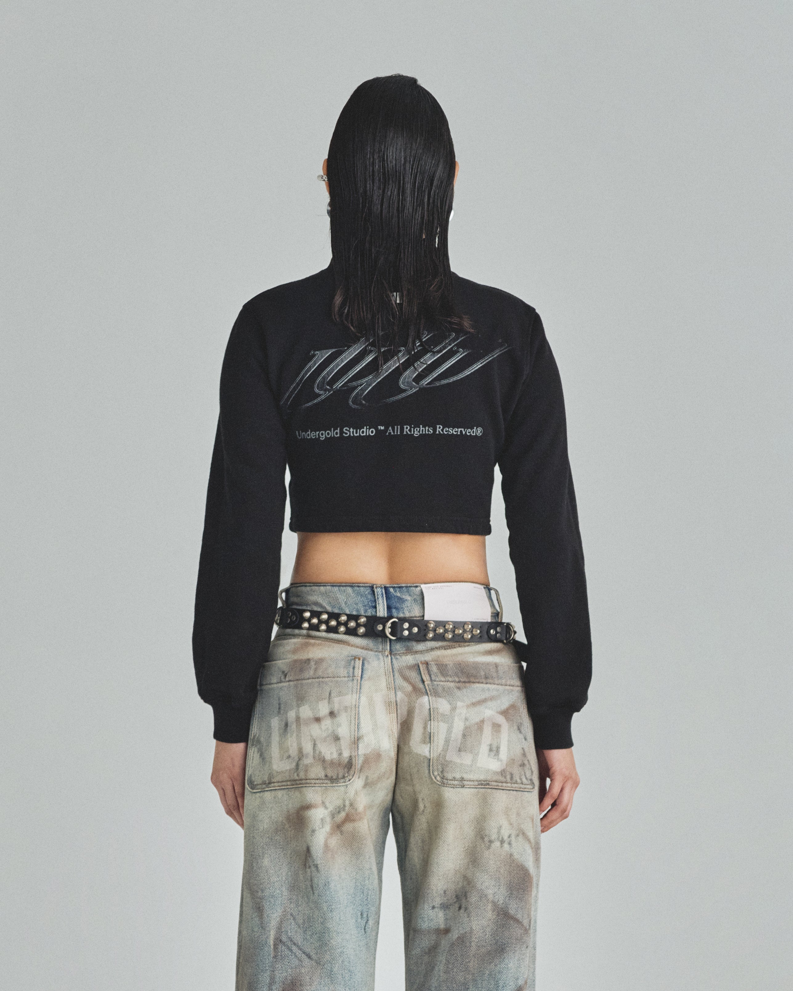 W Spring Unity Zip Up Slim Fit Crewneck Black