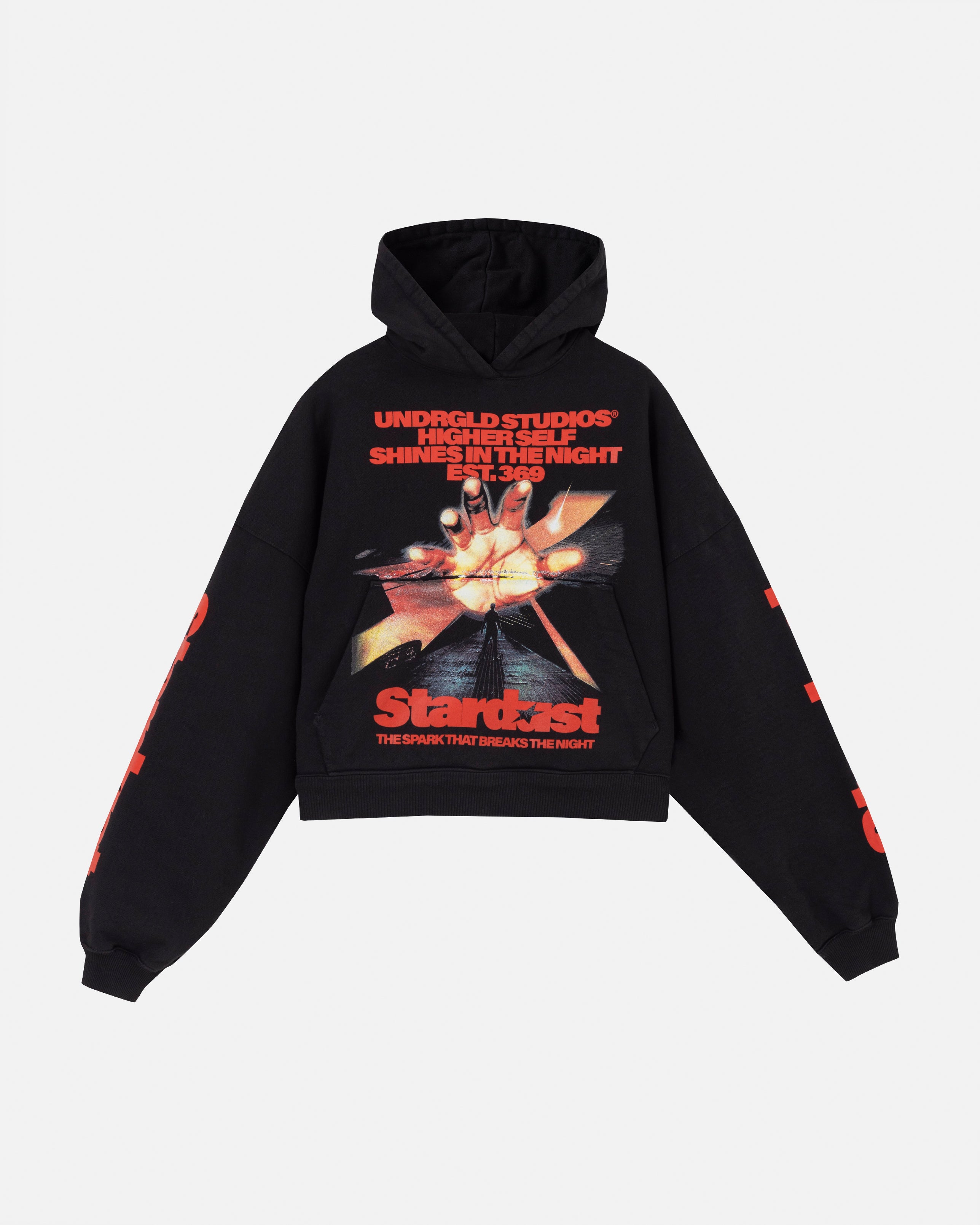 W Stardust Rush Boxy Fit Hoodie Black