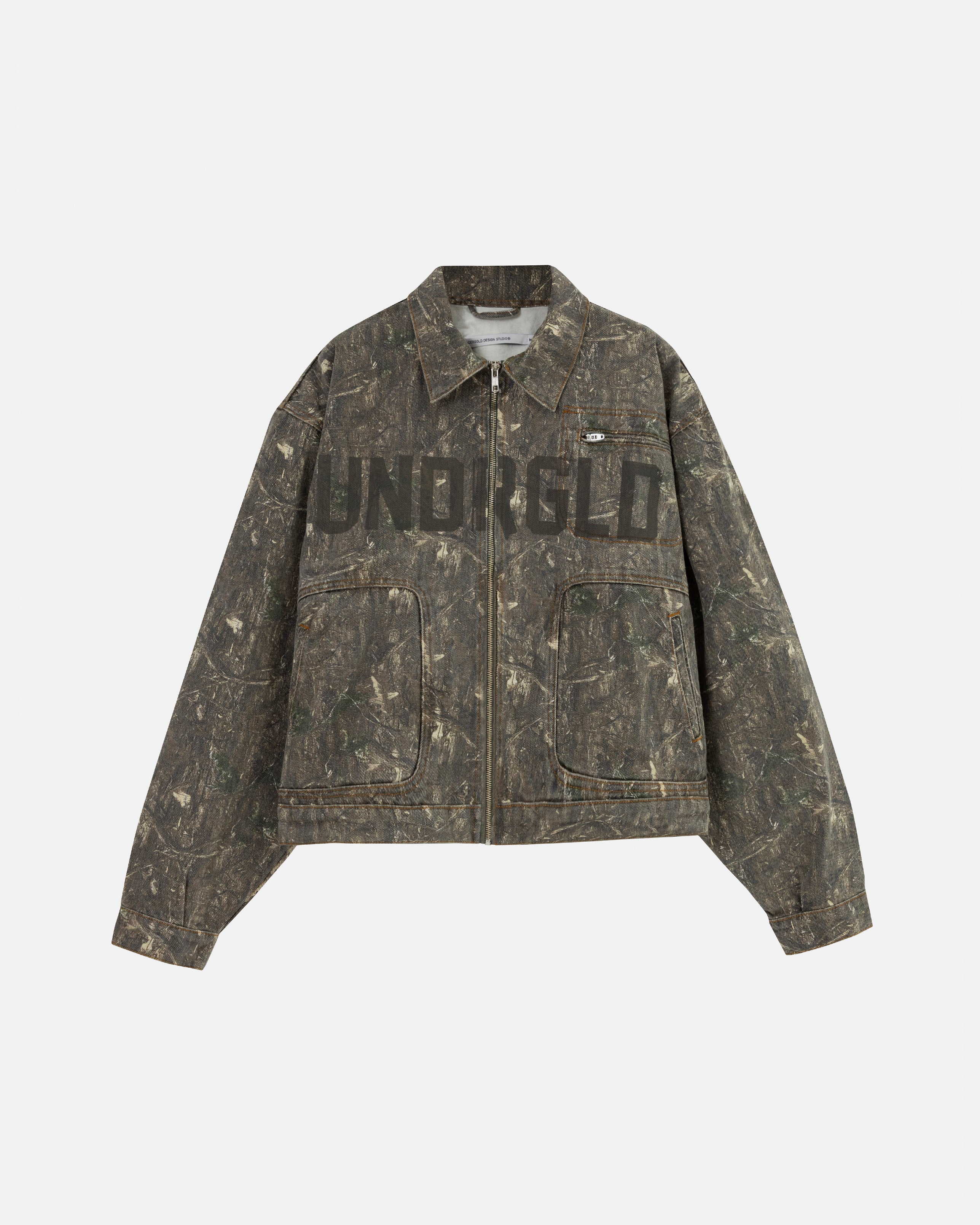 Echoes UNDRGLD Zip Up Jacket Forest Pattern