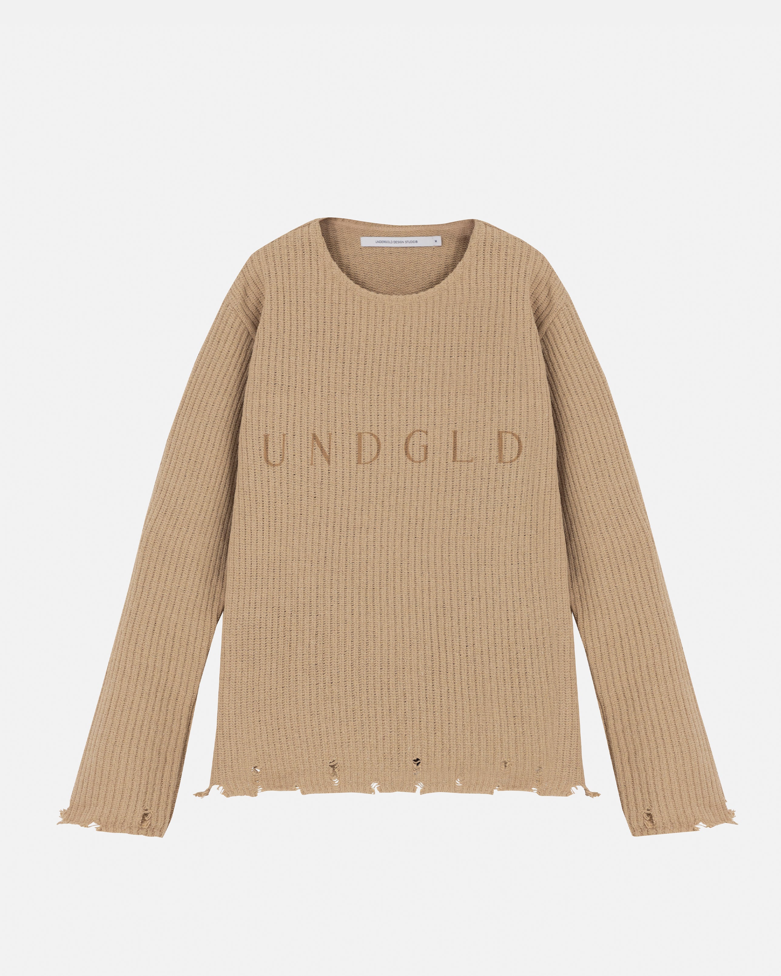 Basics UNDGLD Destroyed Knit Sweater Cream