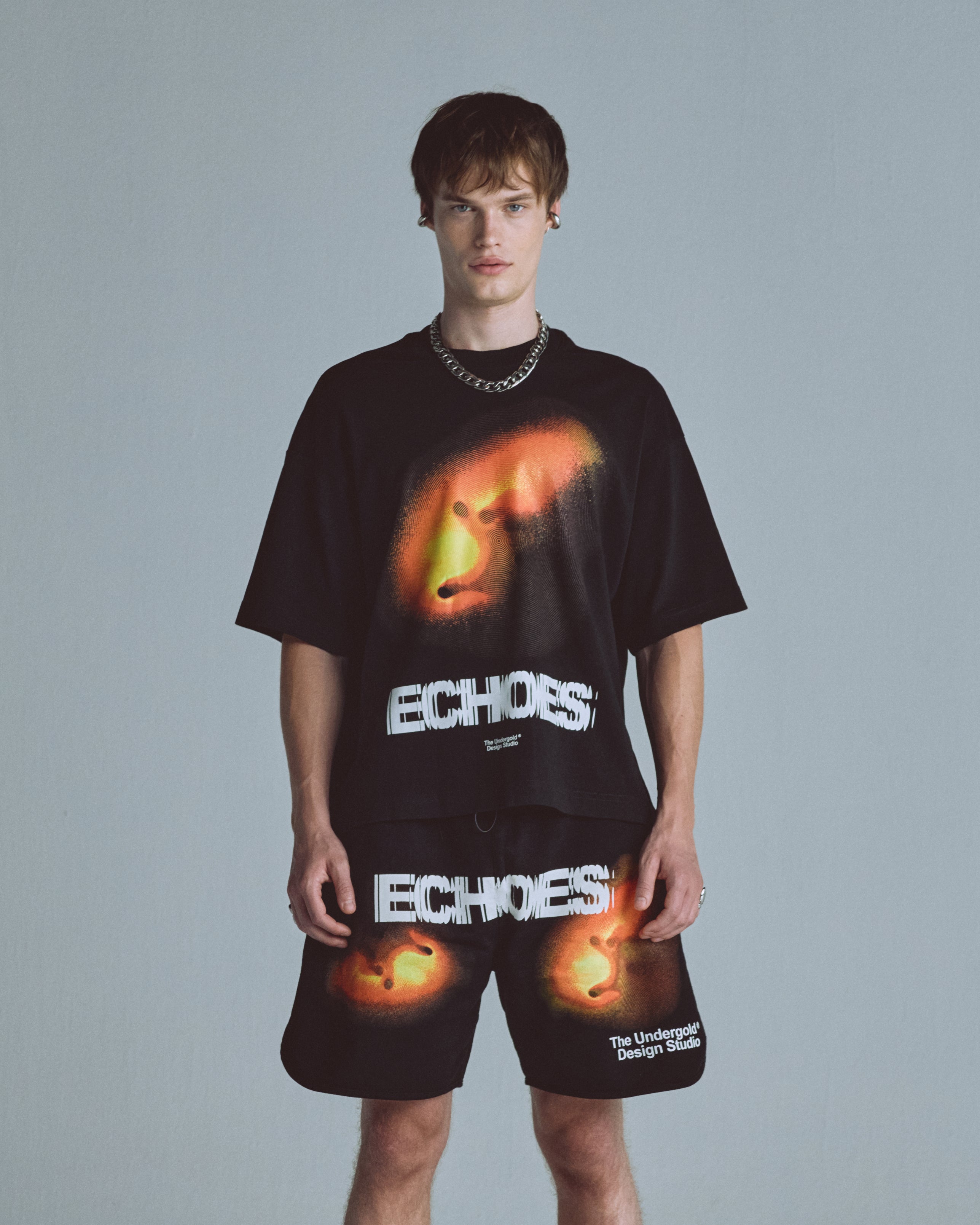 Echoes Pulse Boxy Fit Tshirt Black