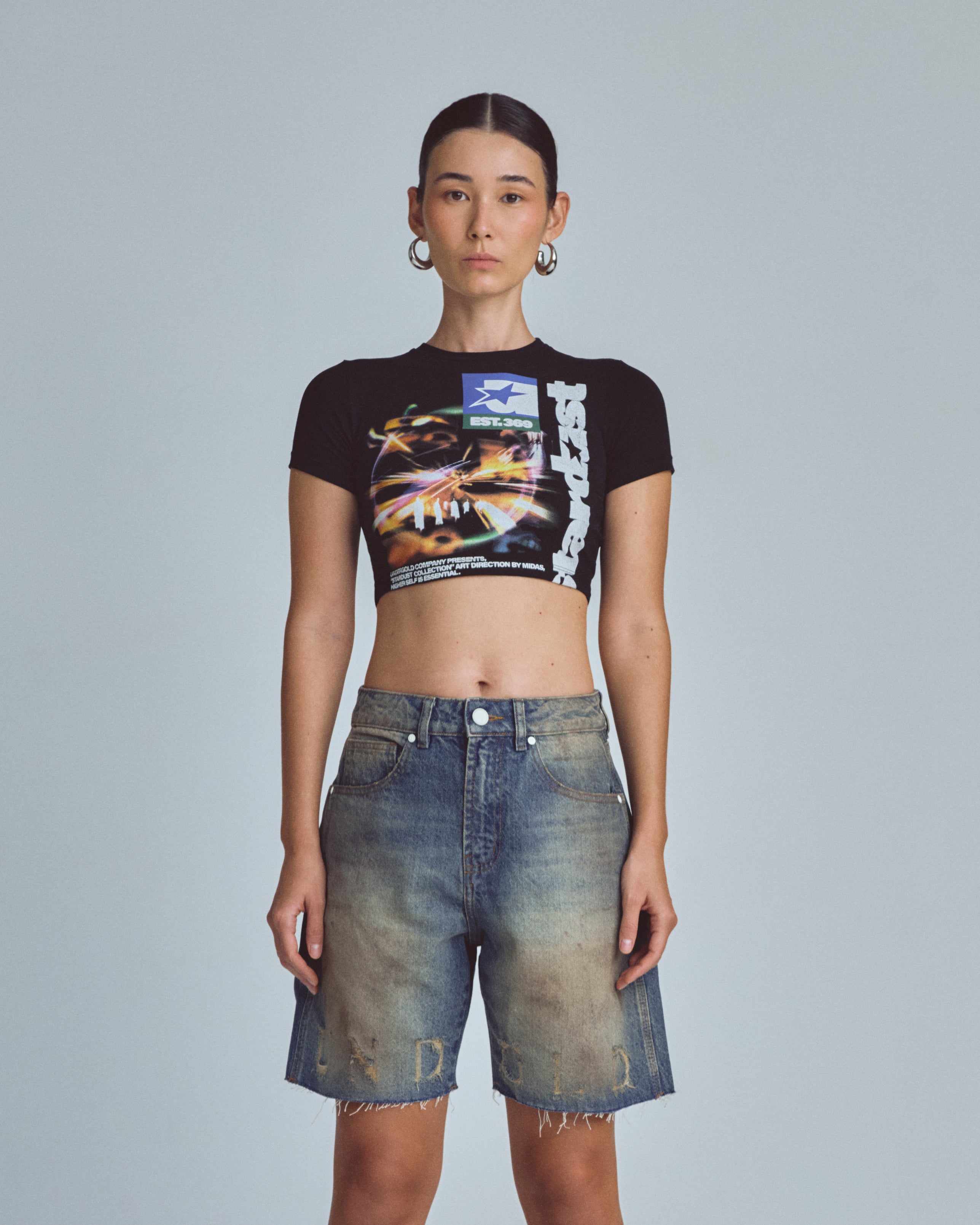 Stardust Night Drive Baby Tee Black