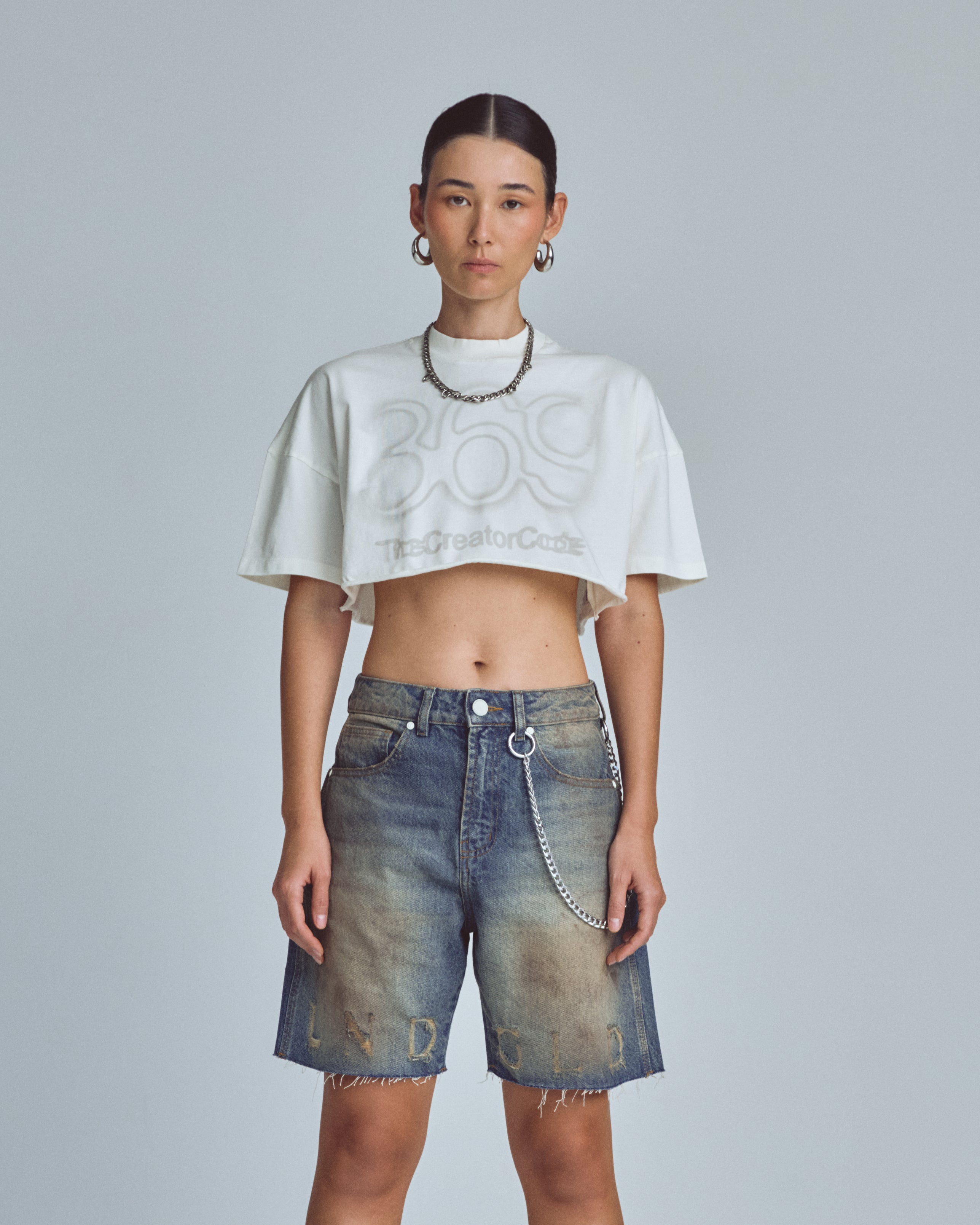 Stardust Code Crop Top White