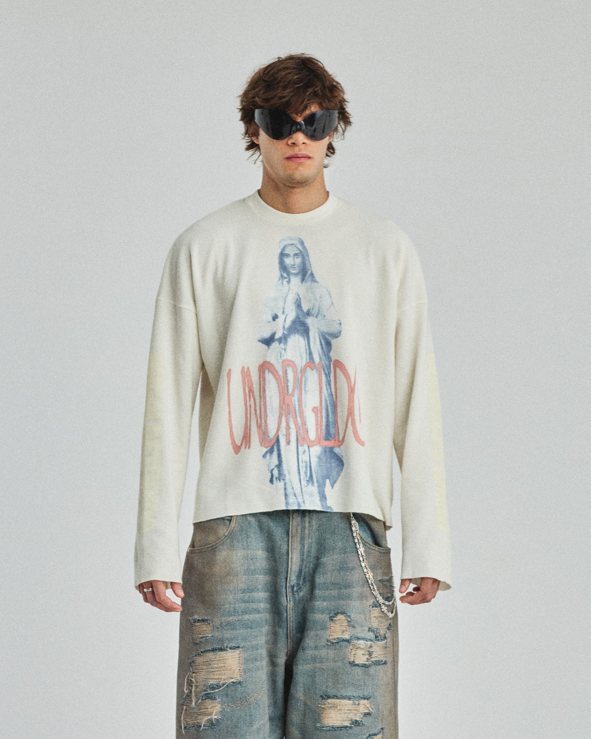 Pilgrimage Miraculous Long Sleeve Boxy Fit Tshirt White