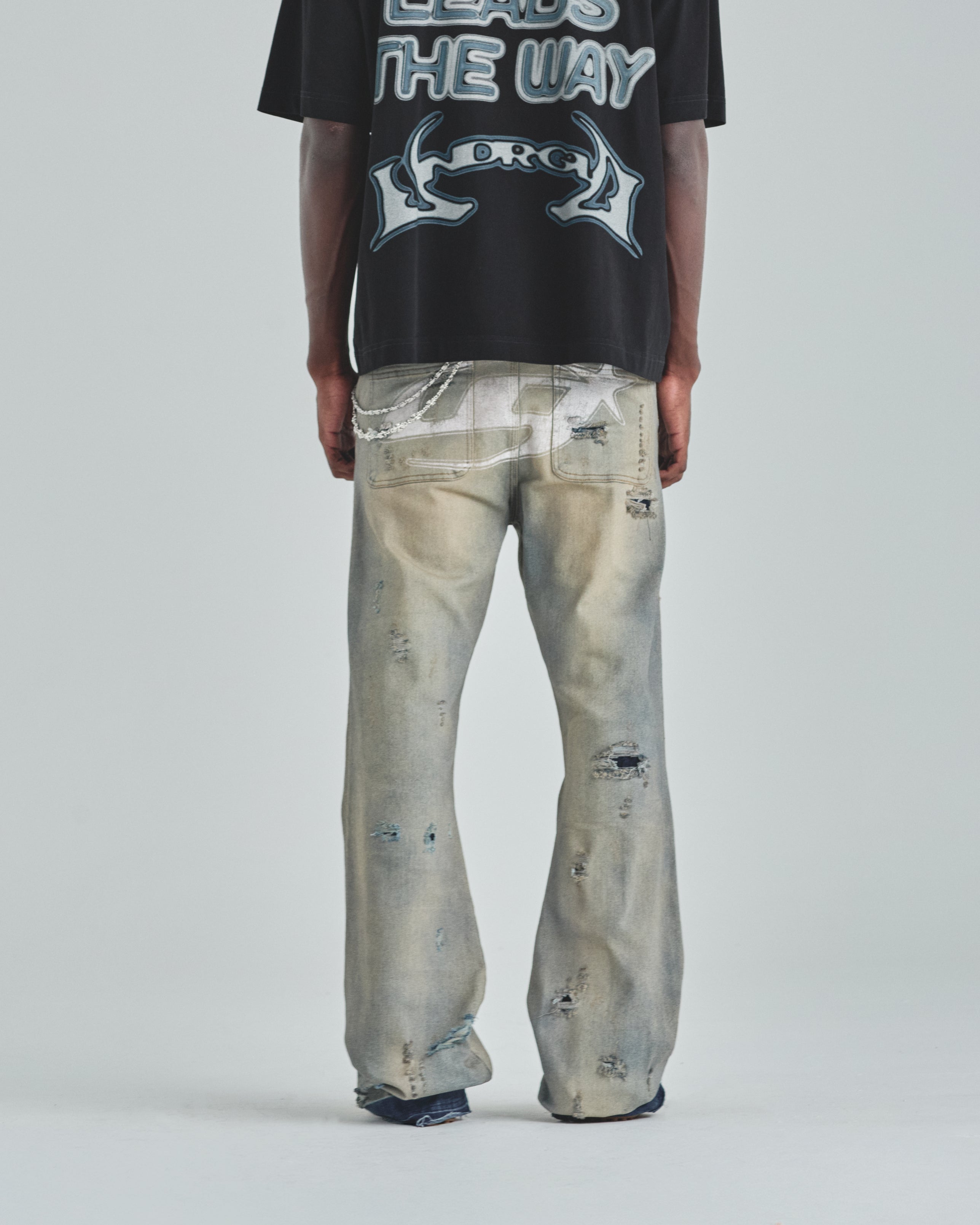 Act 1 UG Star Ripped Flare Jean Light Blue