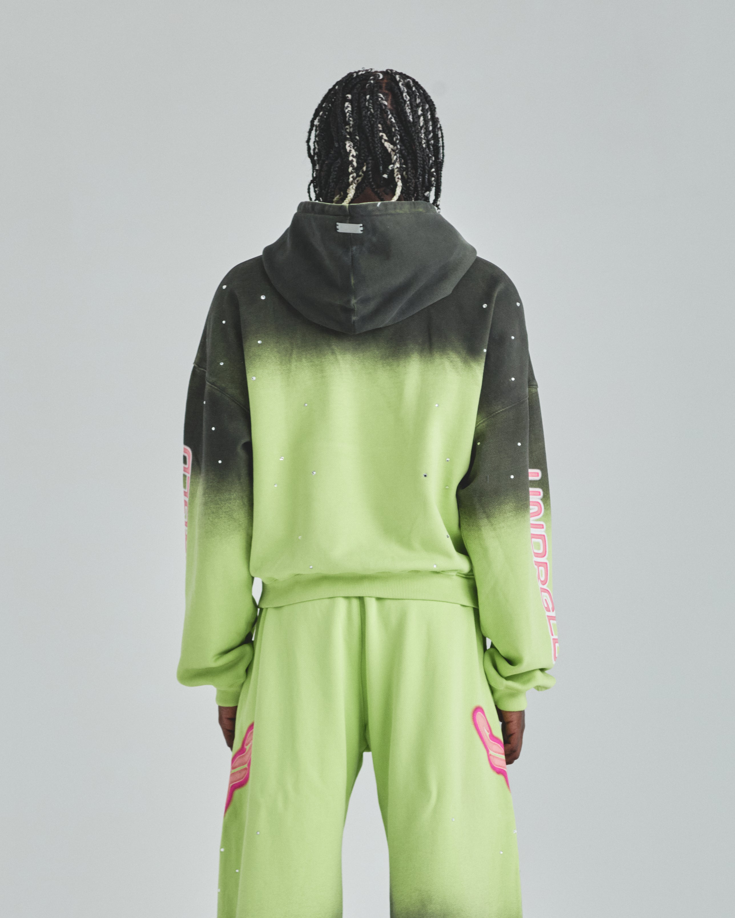 Act 1 Neon Boxy Fit Hoodie Faded Green