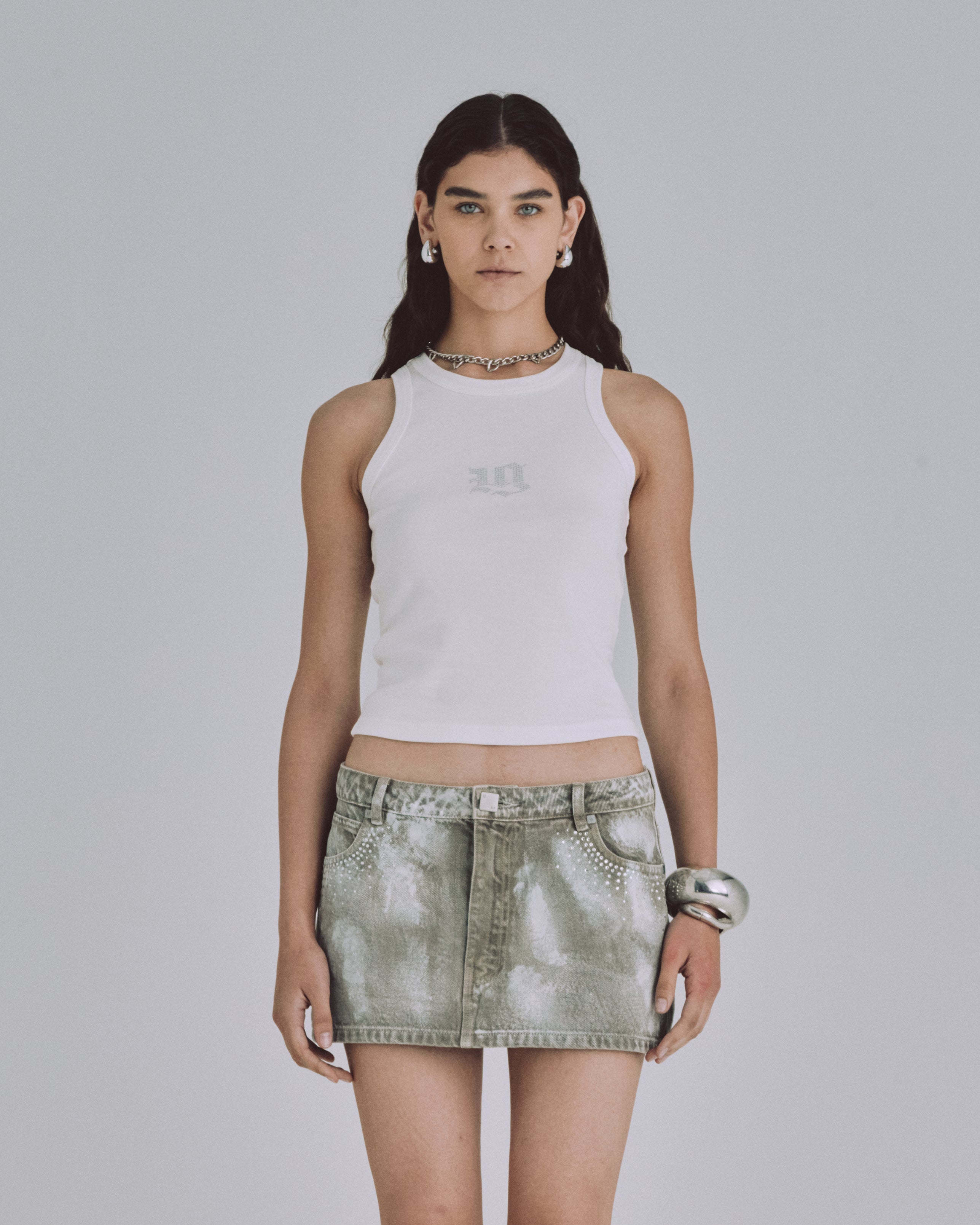 94' Gothic U Halter Tank Top White