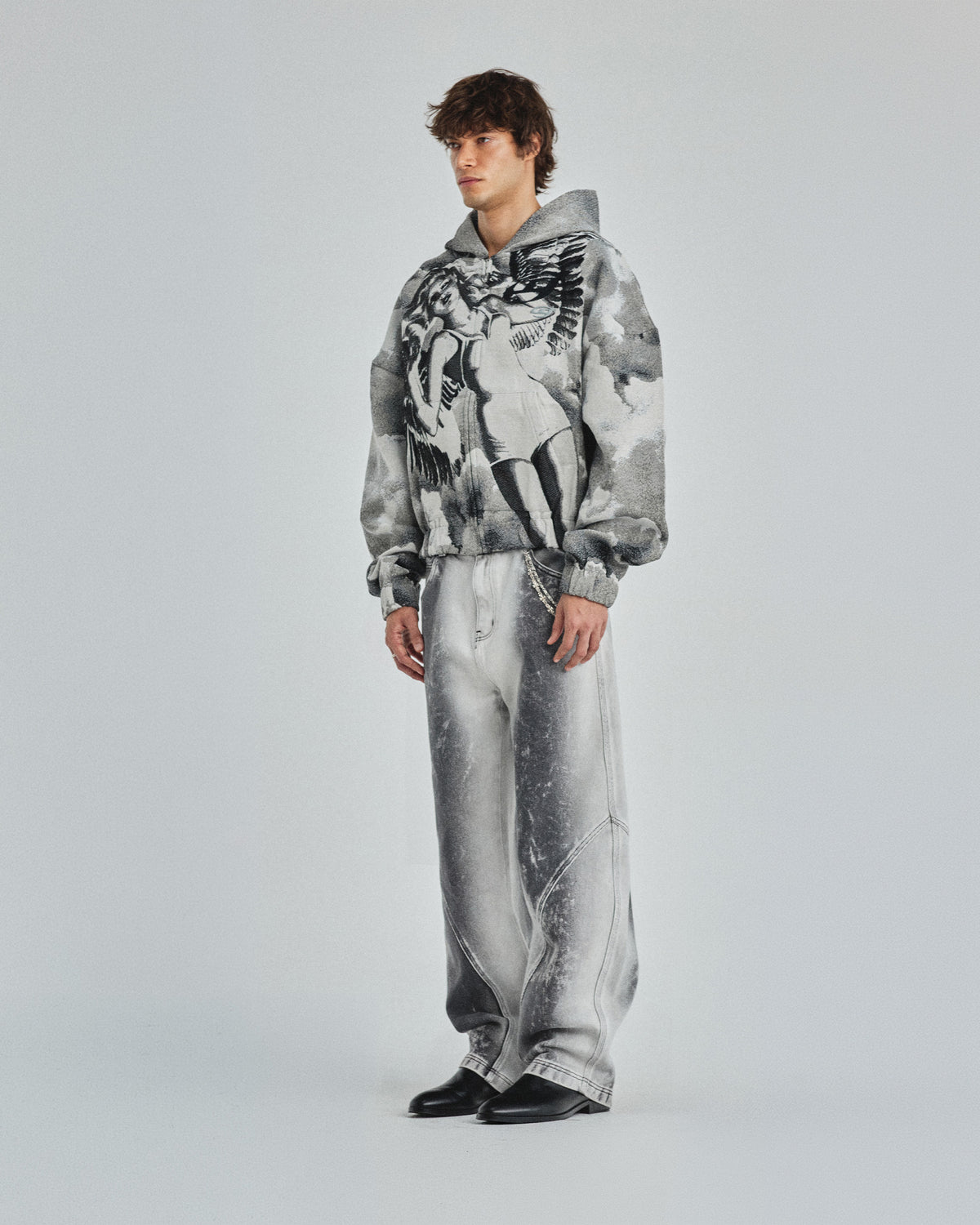Pilgrimage Pulp Angel Knit Zip Up Hoodie Angel Pattern