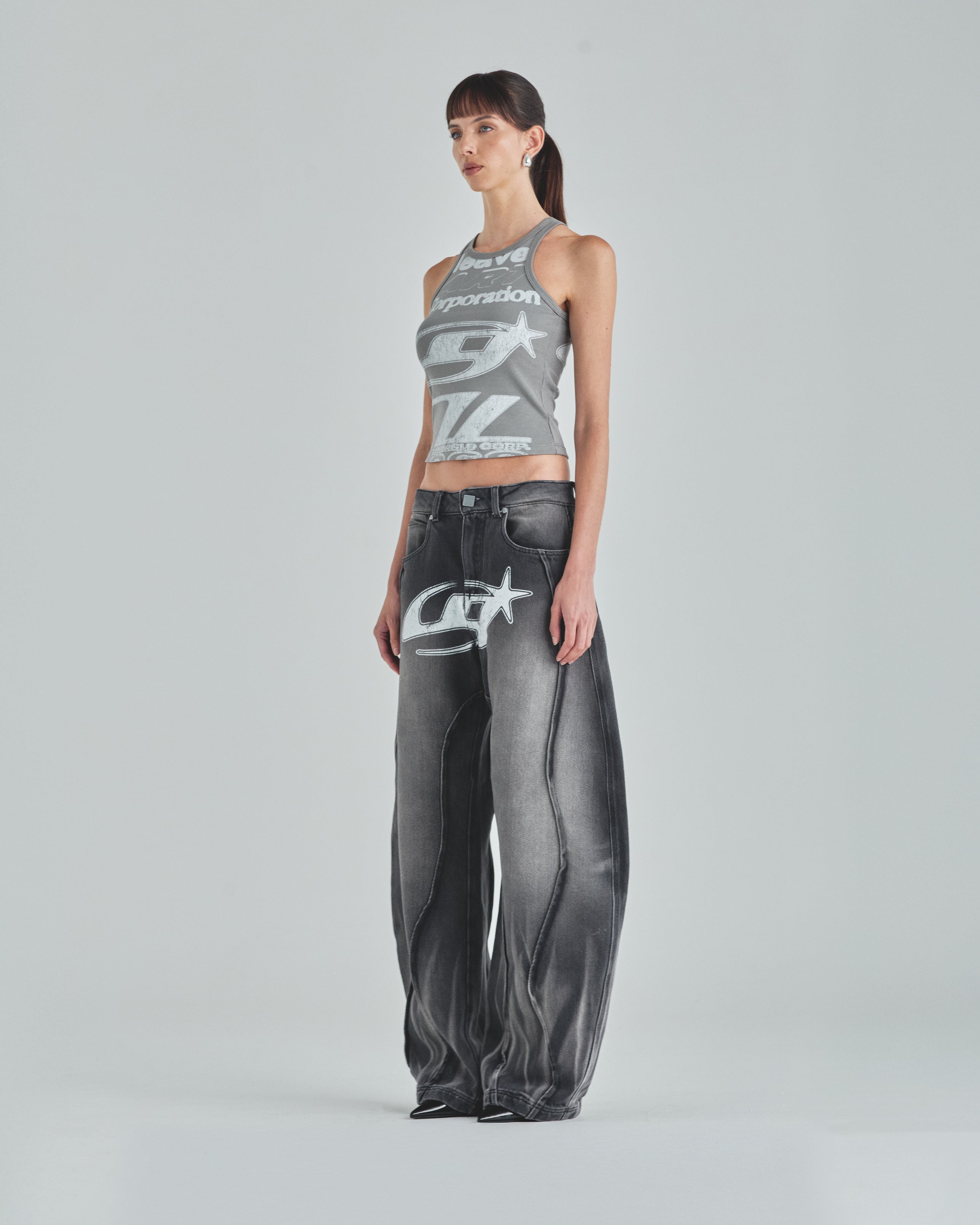Act 1 Racer Halter Tank Top Gray