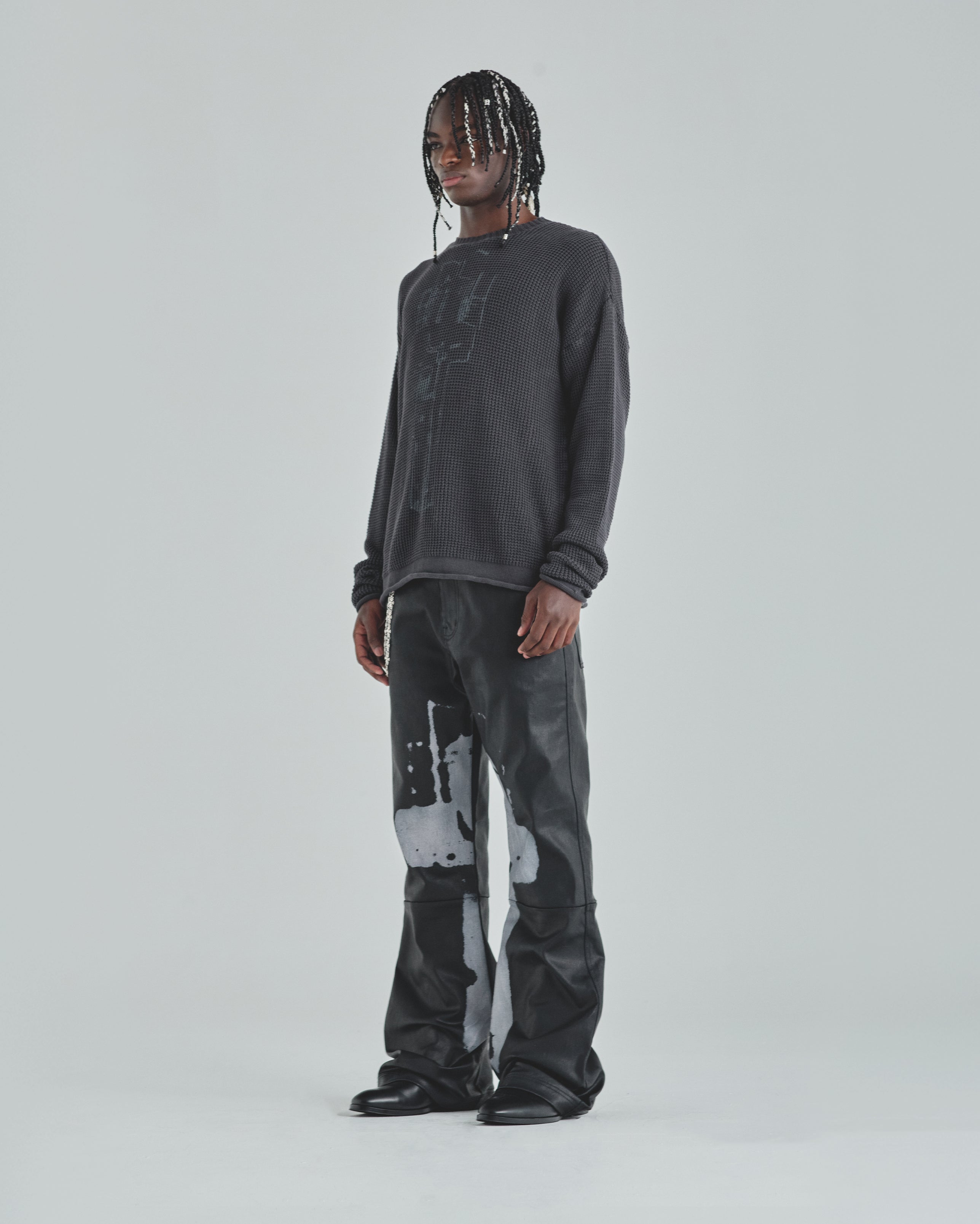 Act 1 Cross Slim Fit Knitted Crewneck Vintage Gray