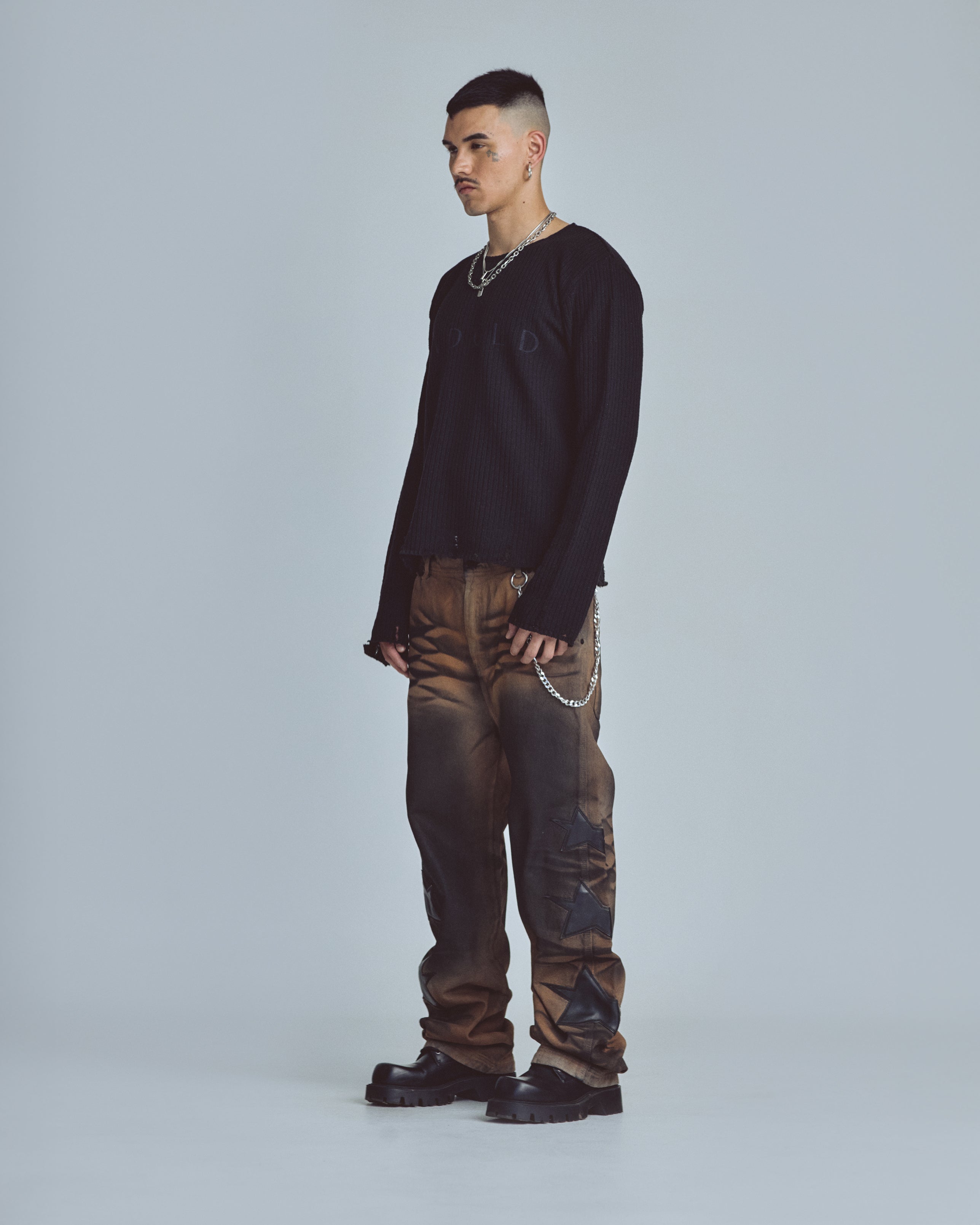 Basics UNDGLD Destroyed Knit Sweater Black