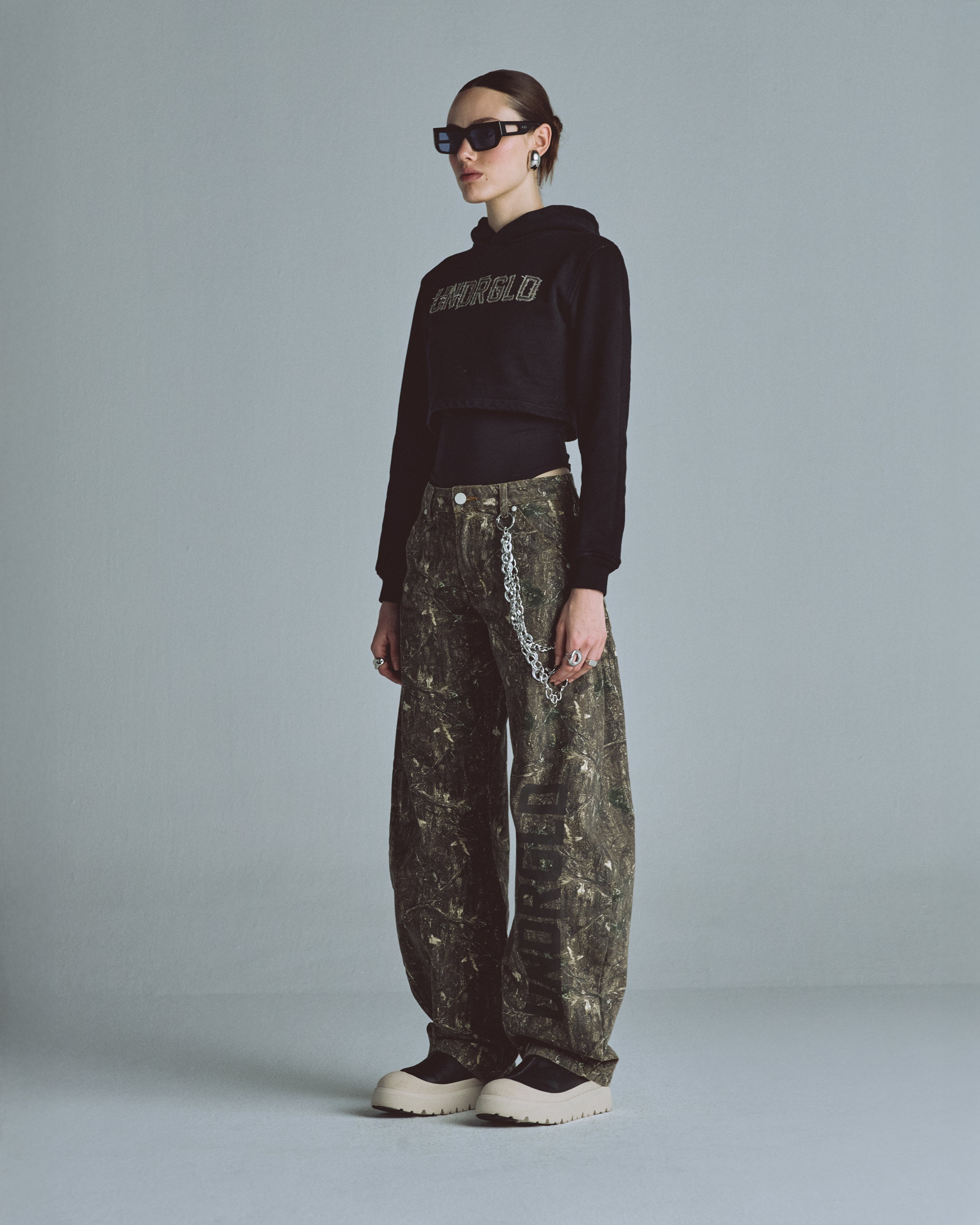 W Echoes UNDRGLD Barrel Jeans Forest Pattern