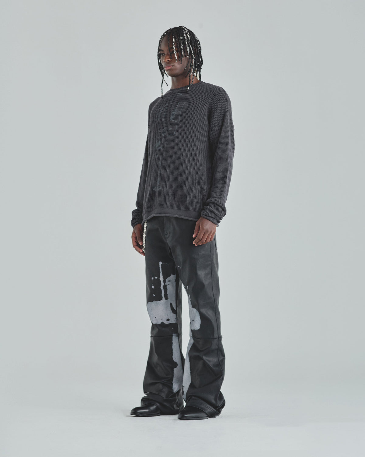 Act 1 Cross Slim Fit Knitted Crewneck Vintage Gray