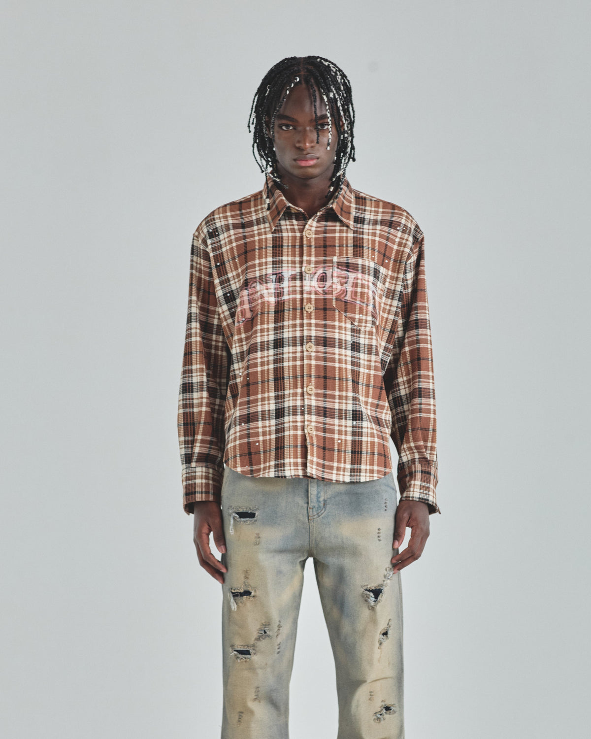 Act 1 Faith Flannel Shirt Plaid Brown