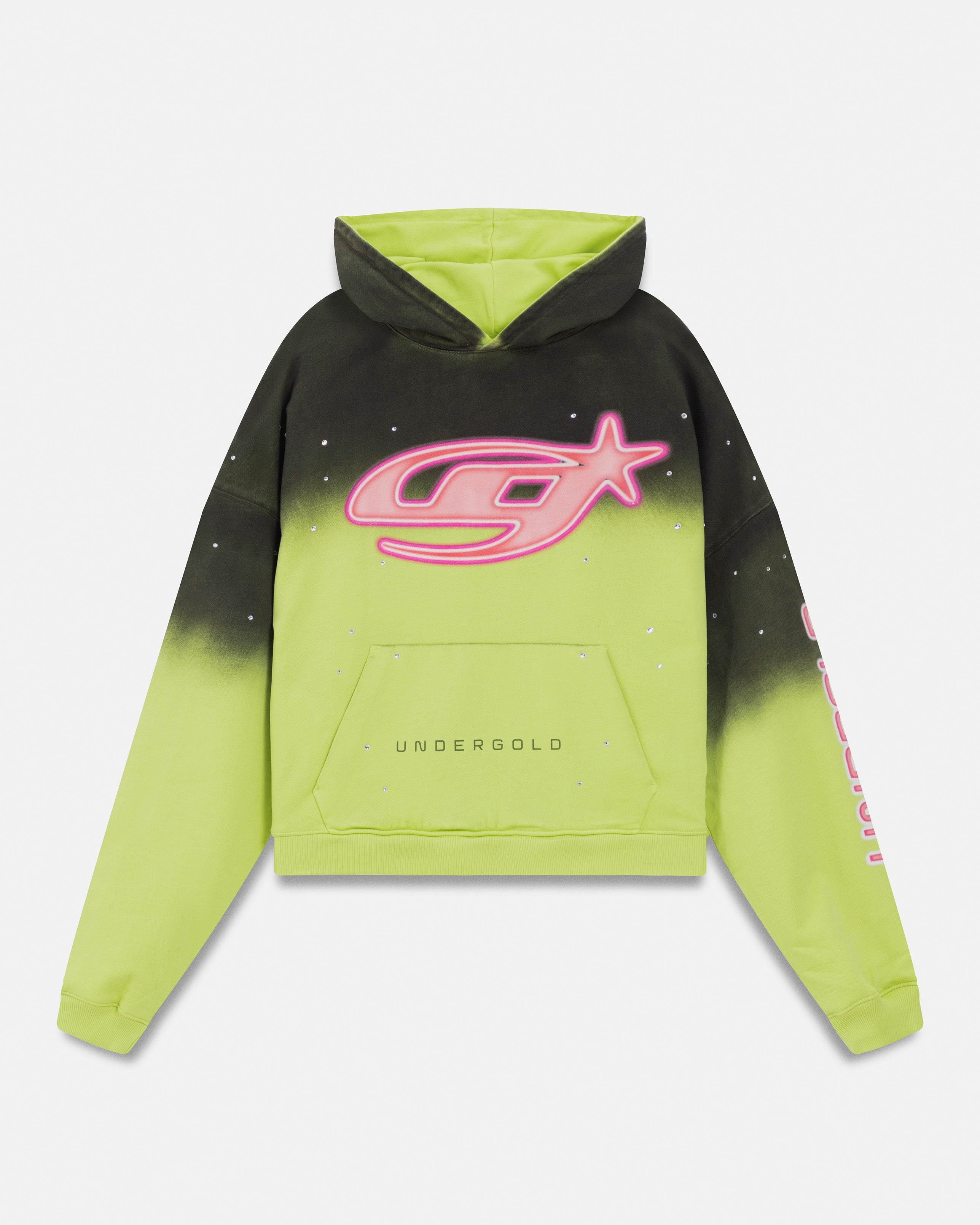 Act 1 Neon Boxy Fit Hoodie Faded Green